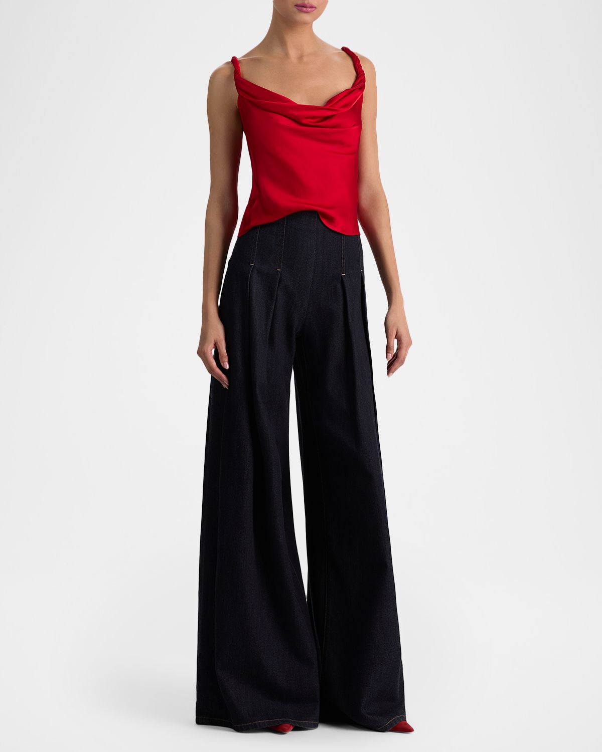 ALICE + OLIVIA Monique Twist Strap Cowl-Neck Blouse