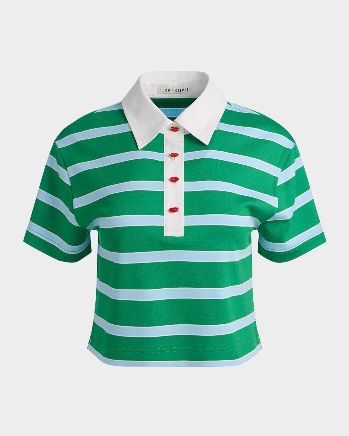 ALICE + OLIVIA Lyle Striped Rugby Polo