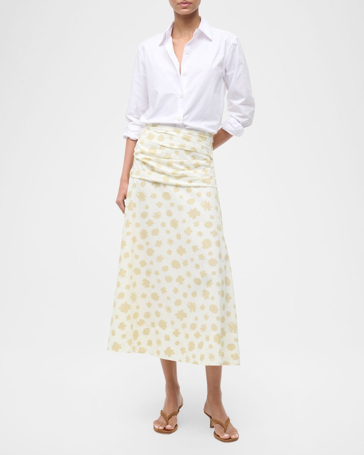 STAUD Sol Ditsy Floral Midi Skirt