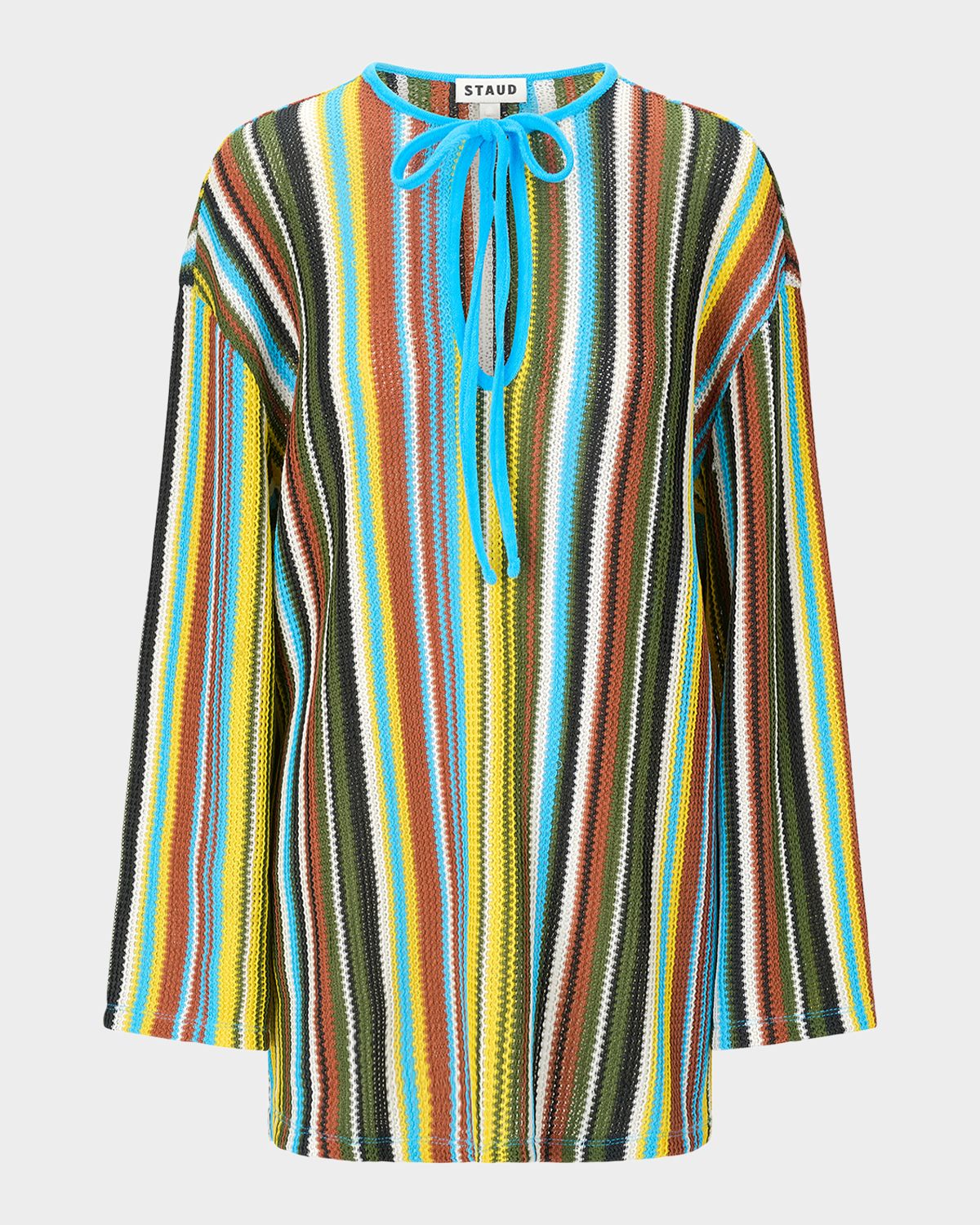 STAUD Catalina Striped Crochet Mini Dress