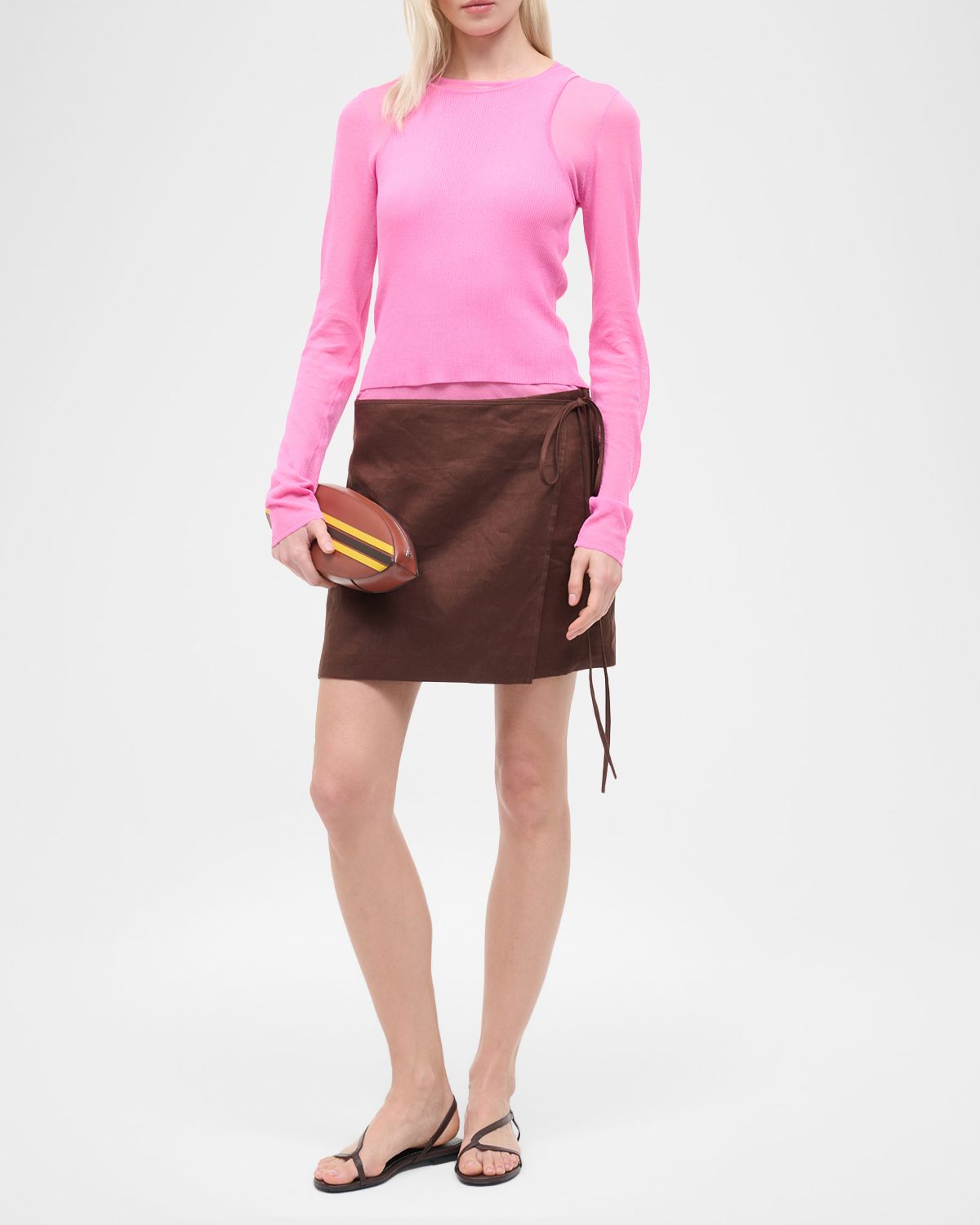 STAUD Taylor Mixed-Media Mini Dress