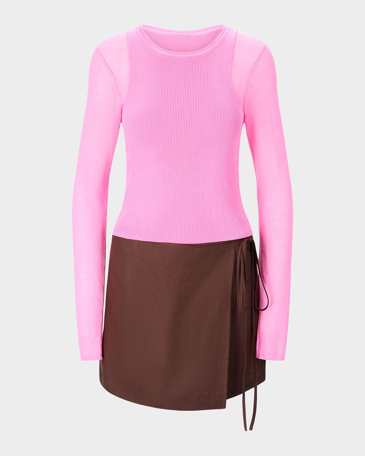 STAUD Taylor Mixed-Media Mini Dress