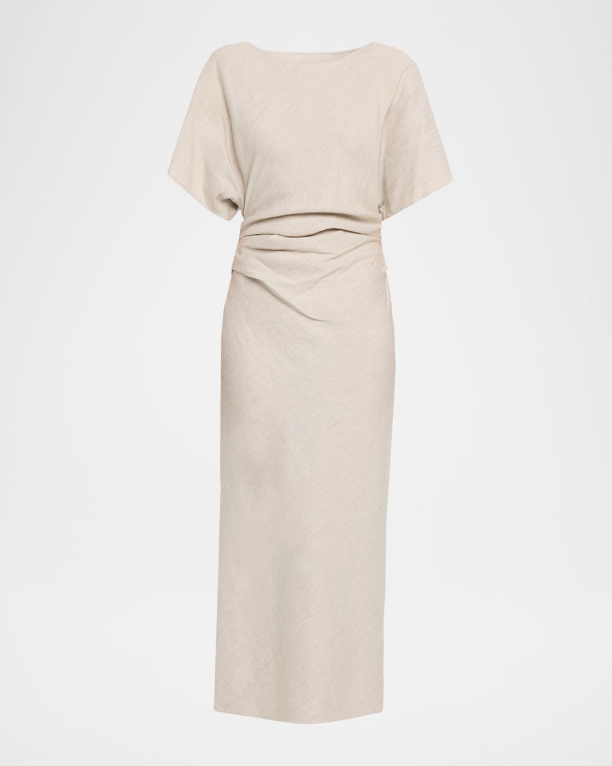 STAUD Amelie Linen-Blend Midi Dress