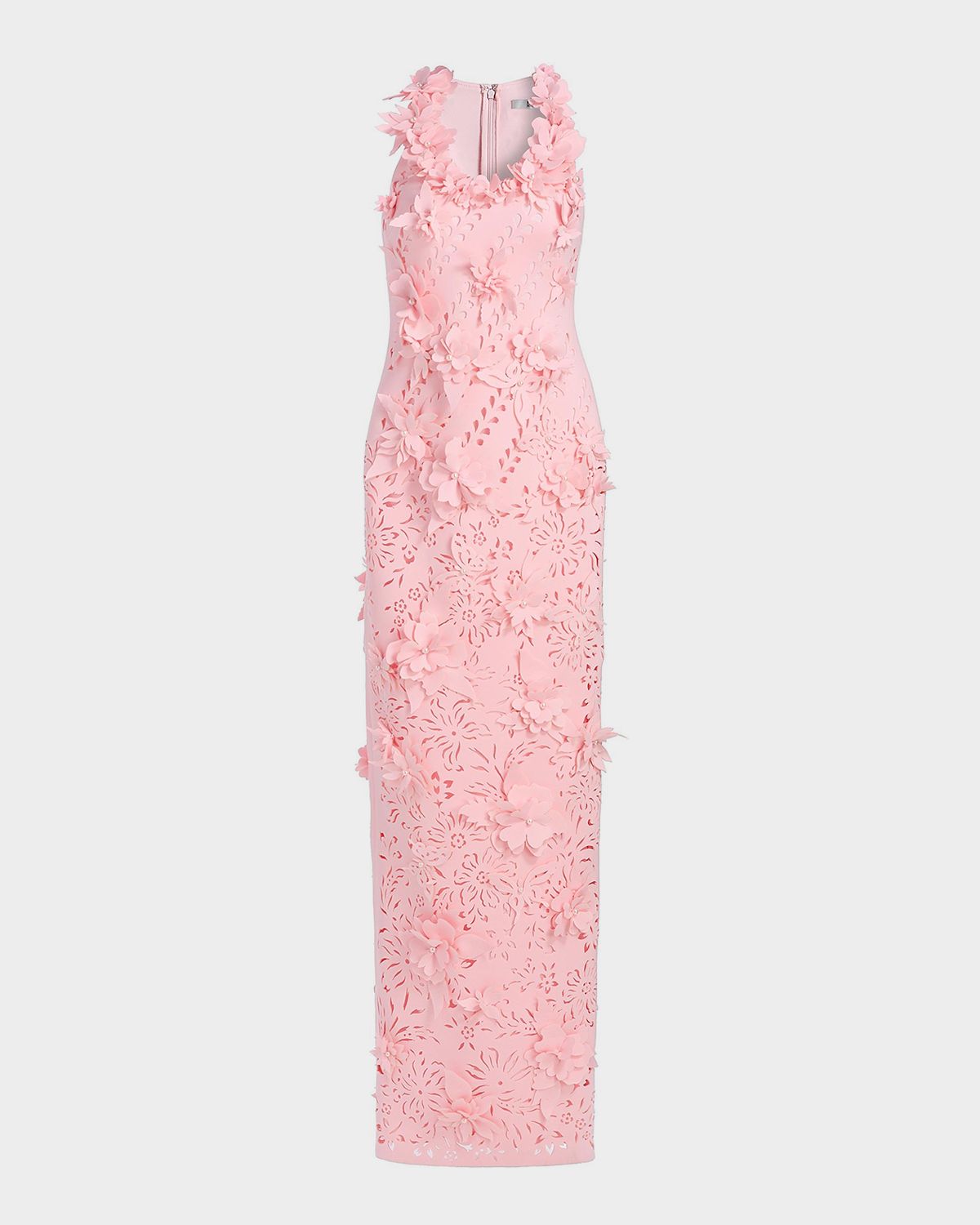 Badgley Mischka 3D Floral Pearly Embellished Gown