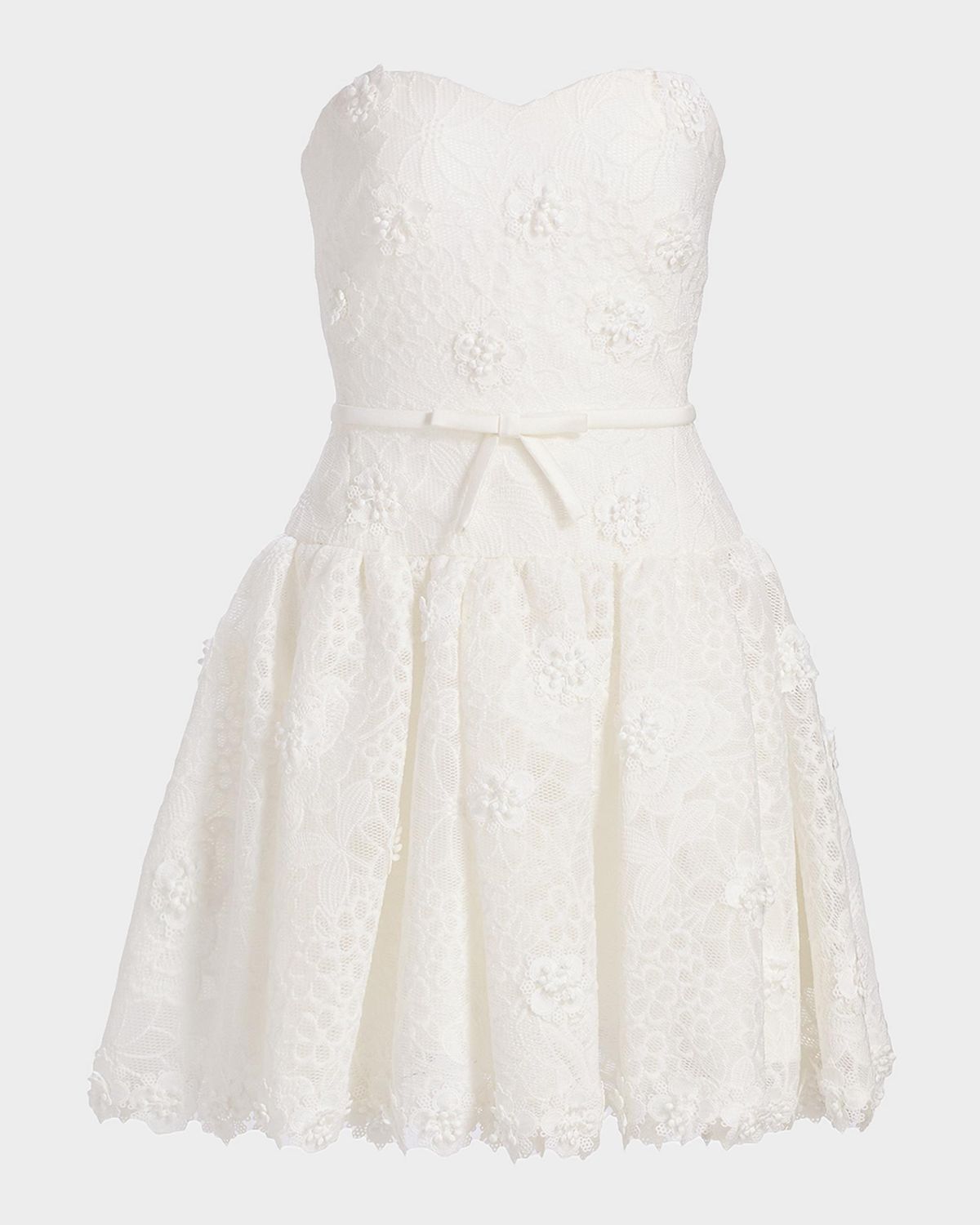 Badgley Mischka Strapless Bow Dropwaist Mini Dress