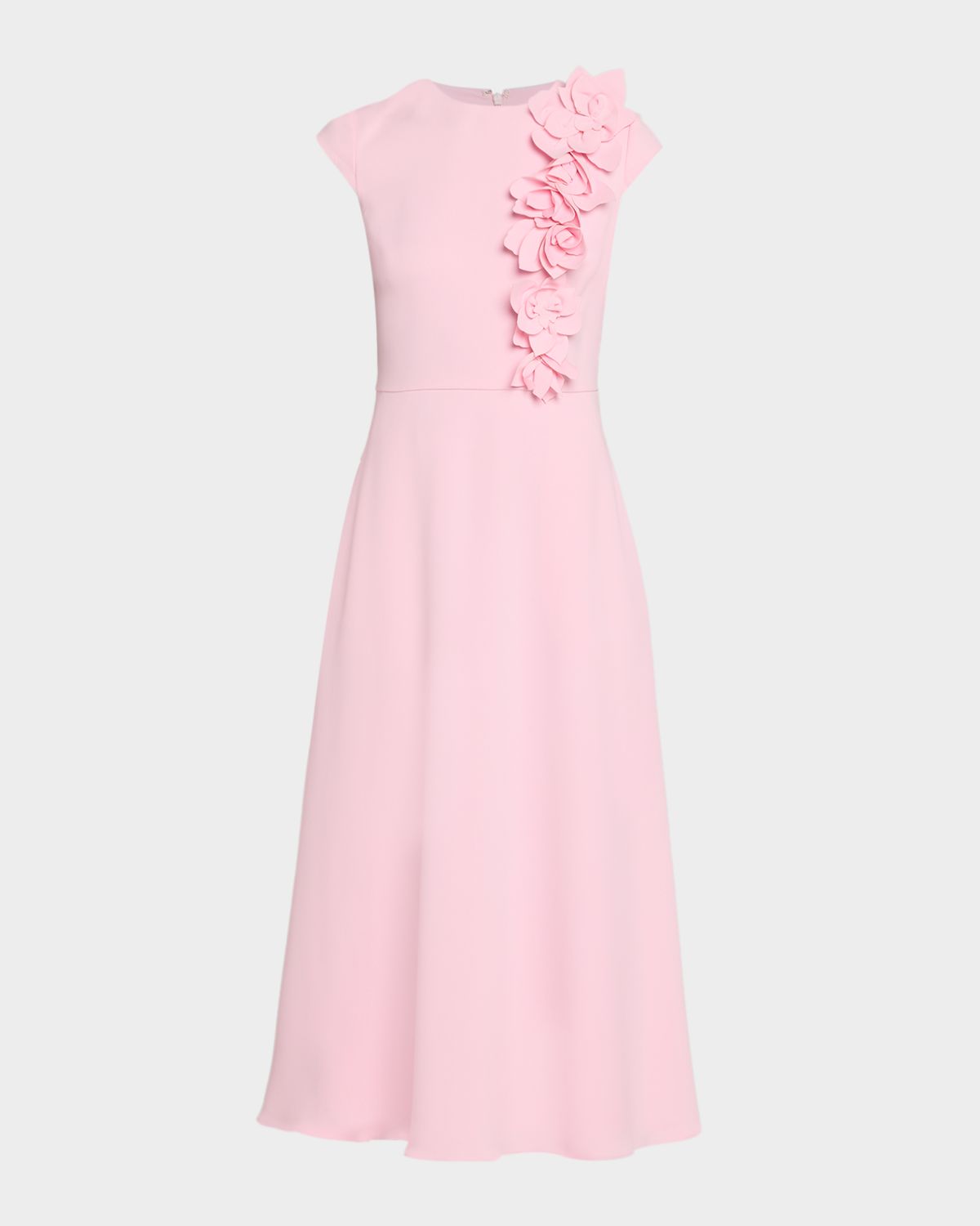 Badgley Mischka Floral Applique Stretch Crepe Midi Dress | Thumbnail 6 Badgley Mischka Floral Applique Stretch Crepe Midi Dress | Thumbnail 6