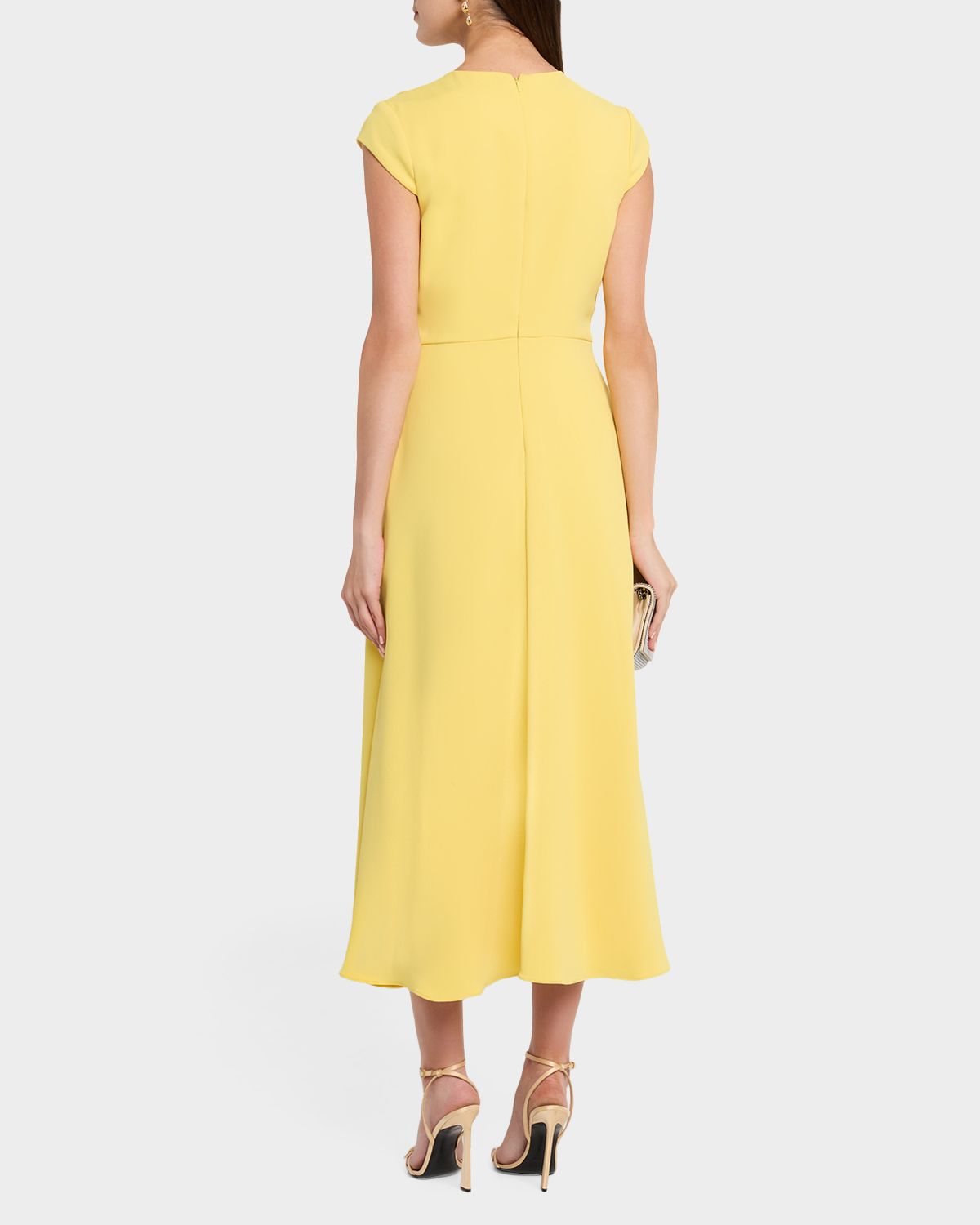 Badgley Mischka Floral Applique Stretch Crepe Midi Dress | Thumbnail 3 Badgley Mischka Floral Applique Stretch Crepe Midi Dress | Thumbnail 3