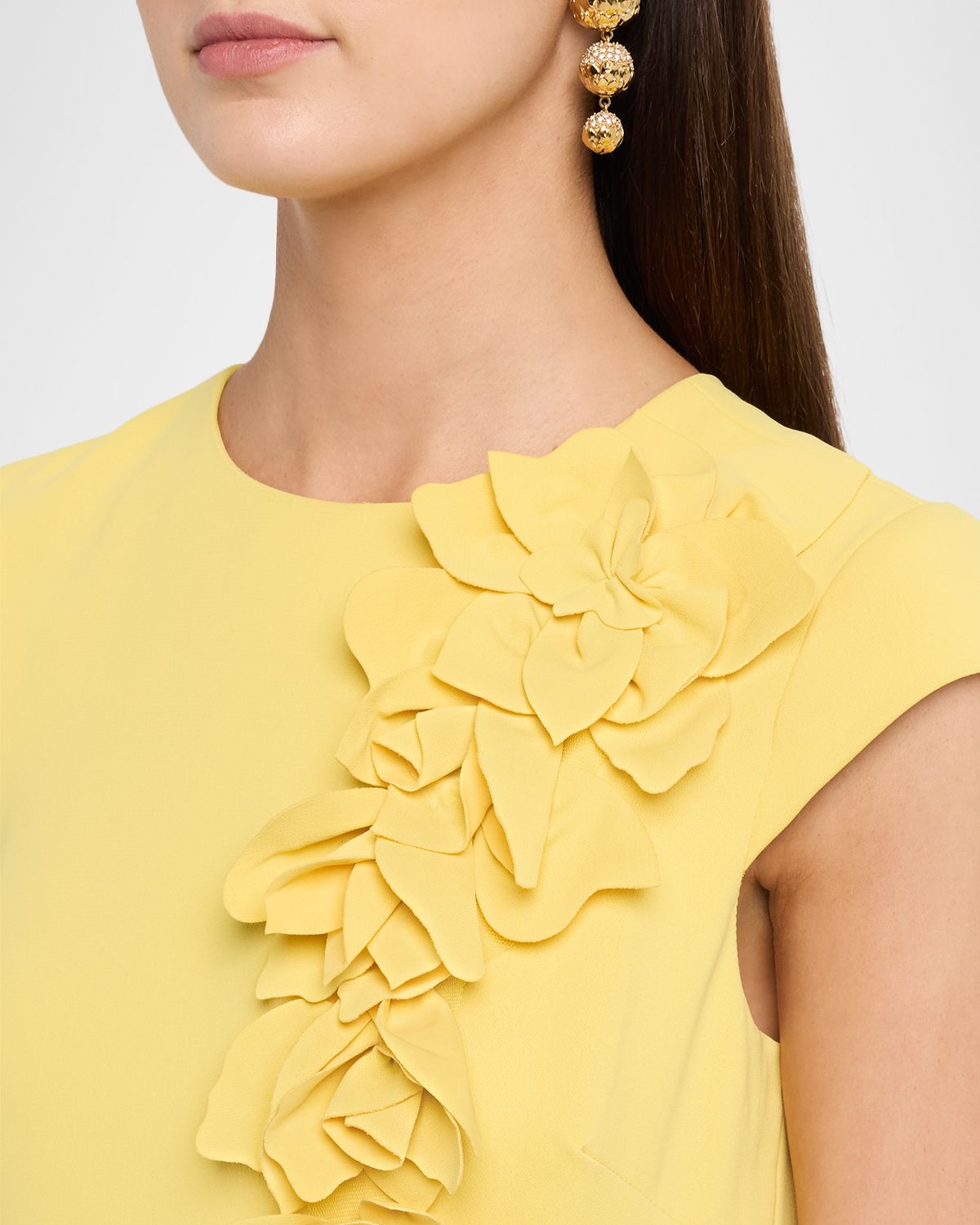 Badgley Mischka Floral Applique Stretch Crepe Midi Dress | Thumbnail 5 Badgley Mischka Floral Applique Stretch Crepe Midi Dress | Thumbnail 5