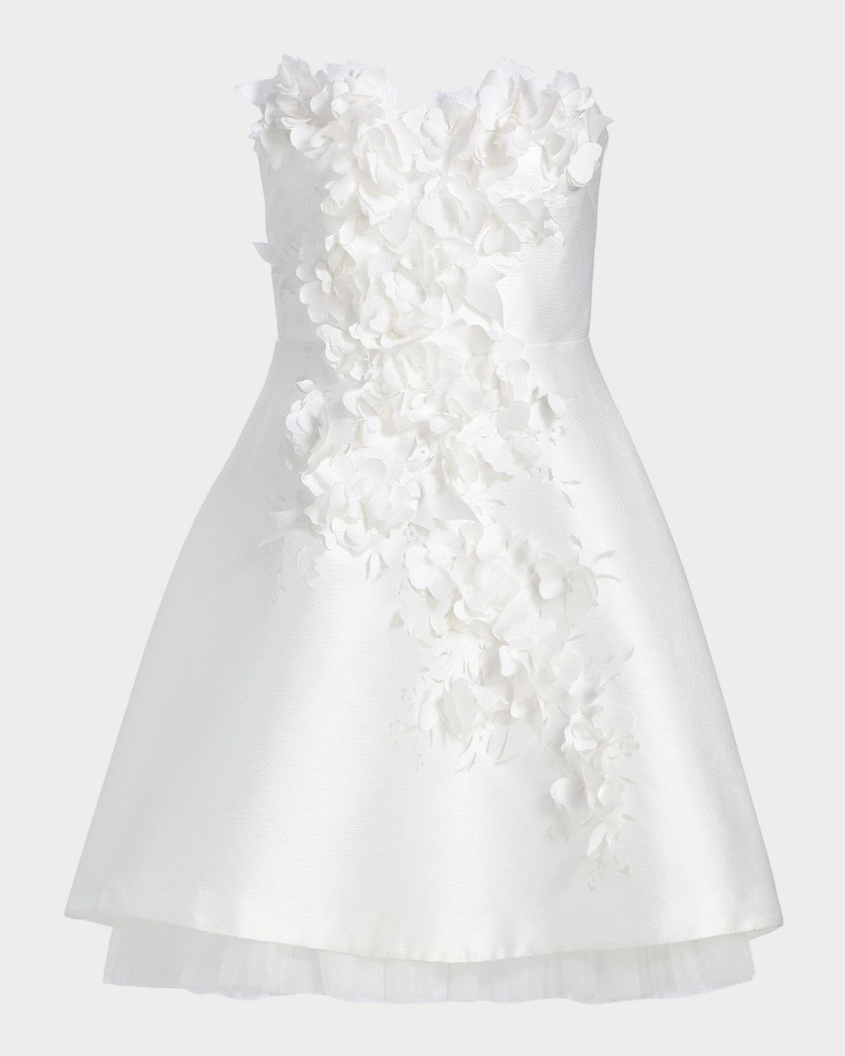 Badgley Mischka Flower Applique A-Line Mini Dress