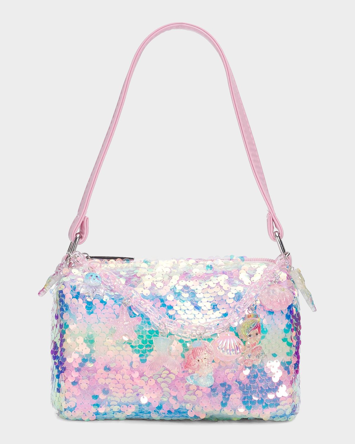 Bari Lynn Girl 's Mermaid Charm Sequined Shoulder Bag