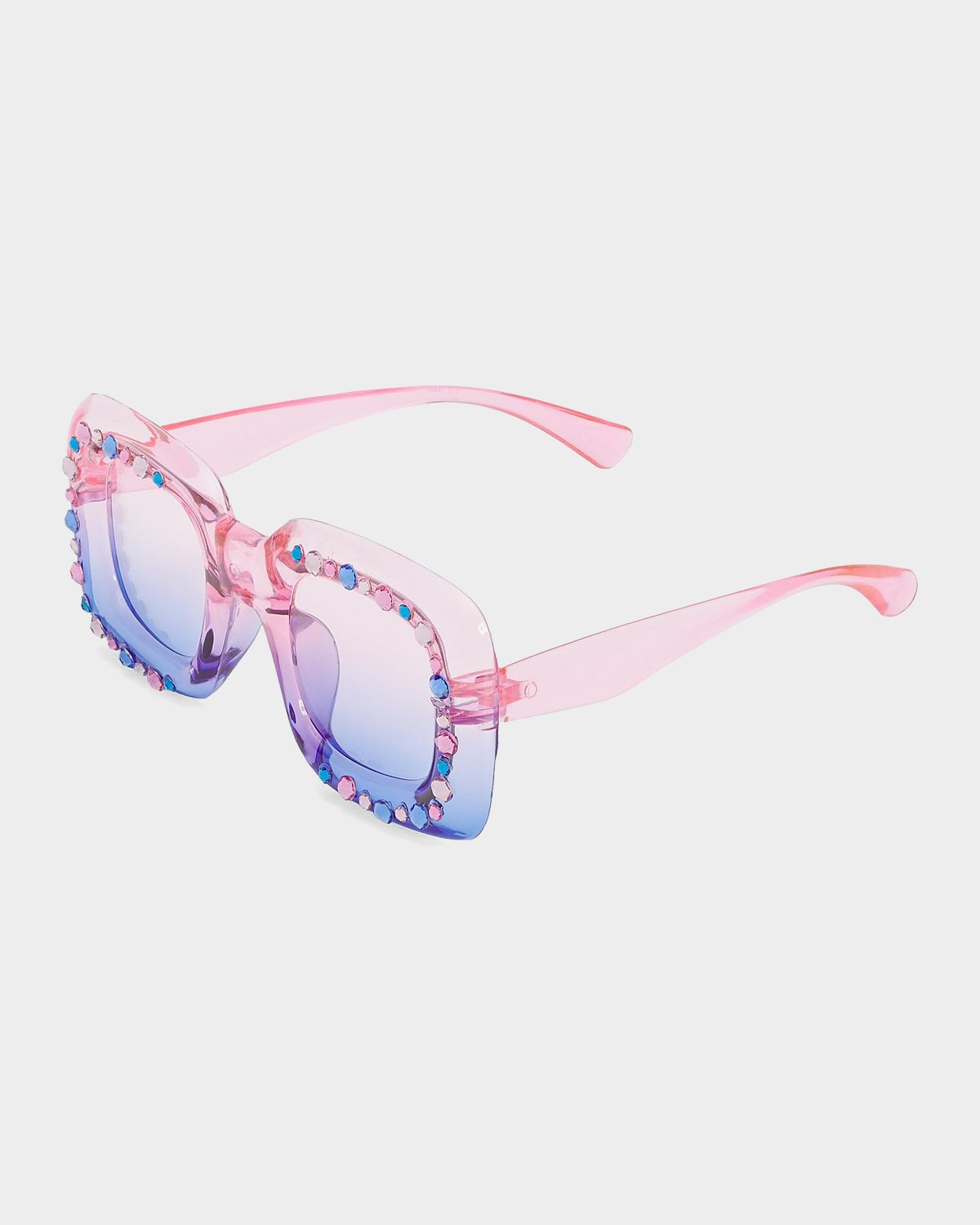 Bari Lynn Girl 's Crystal Ombre Square Sunglasses
