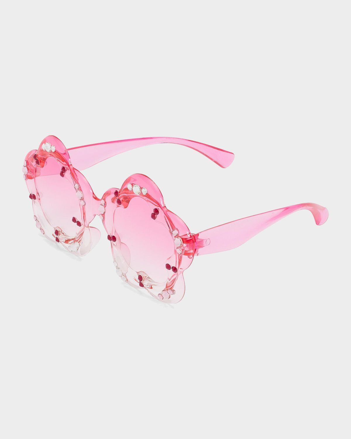 Bari Lynn Girl 's Crystal Flower Round Sunglasses