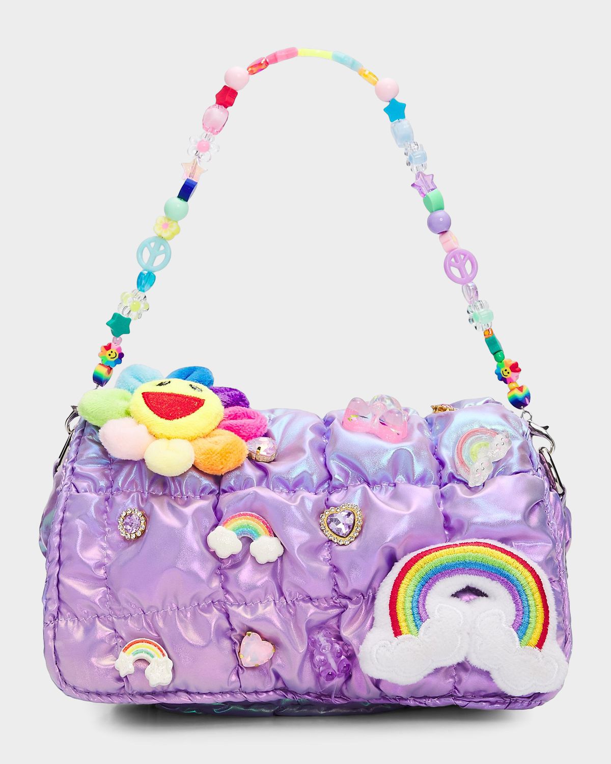 Bari Lynn Girl 's Embellished Iridescent Quilted Shoulder Bag