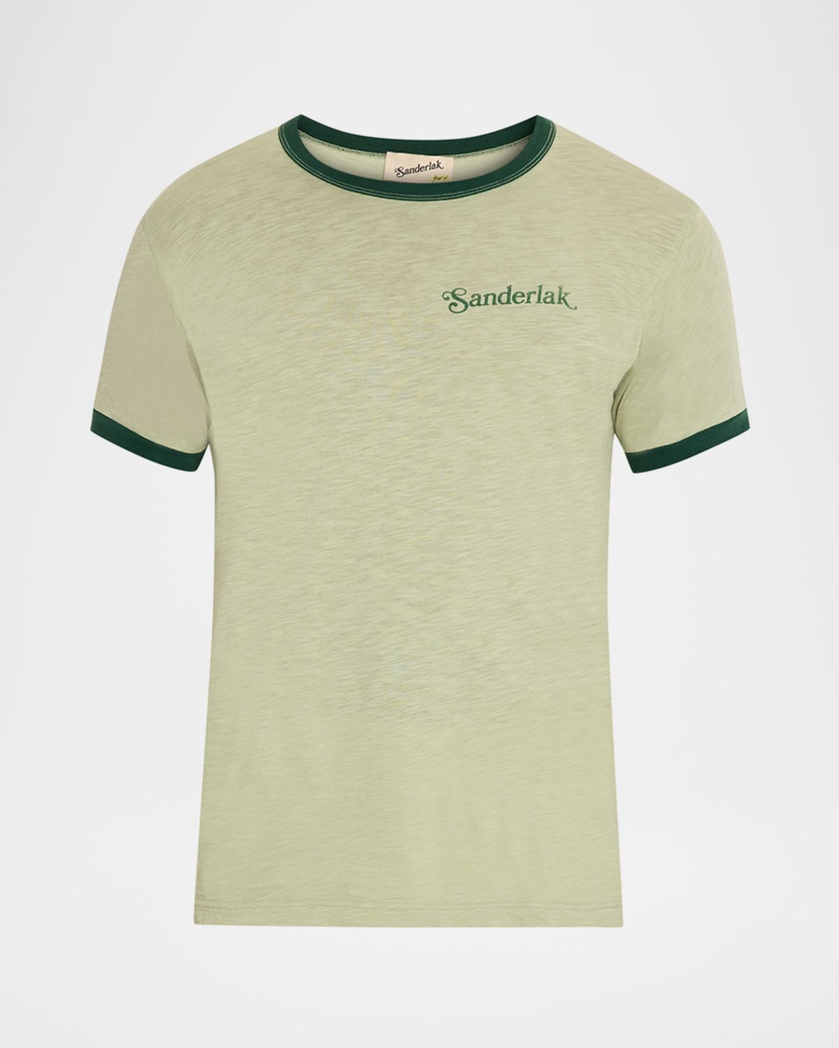 Sanderlak Men 's Contrast-Rib Logo Crewneck T-Shirt