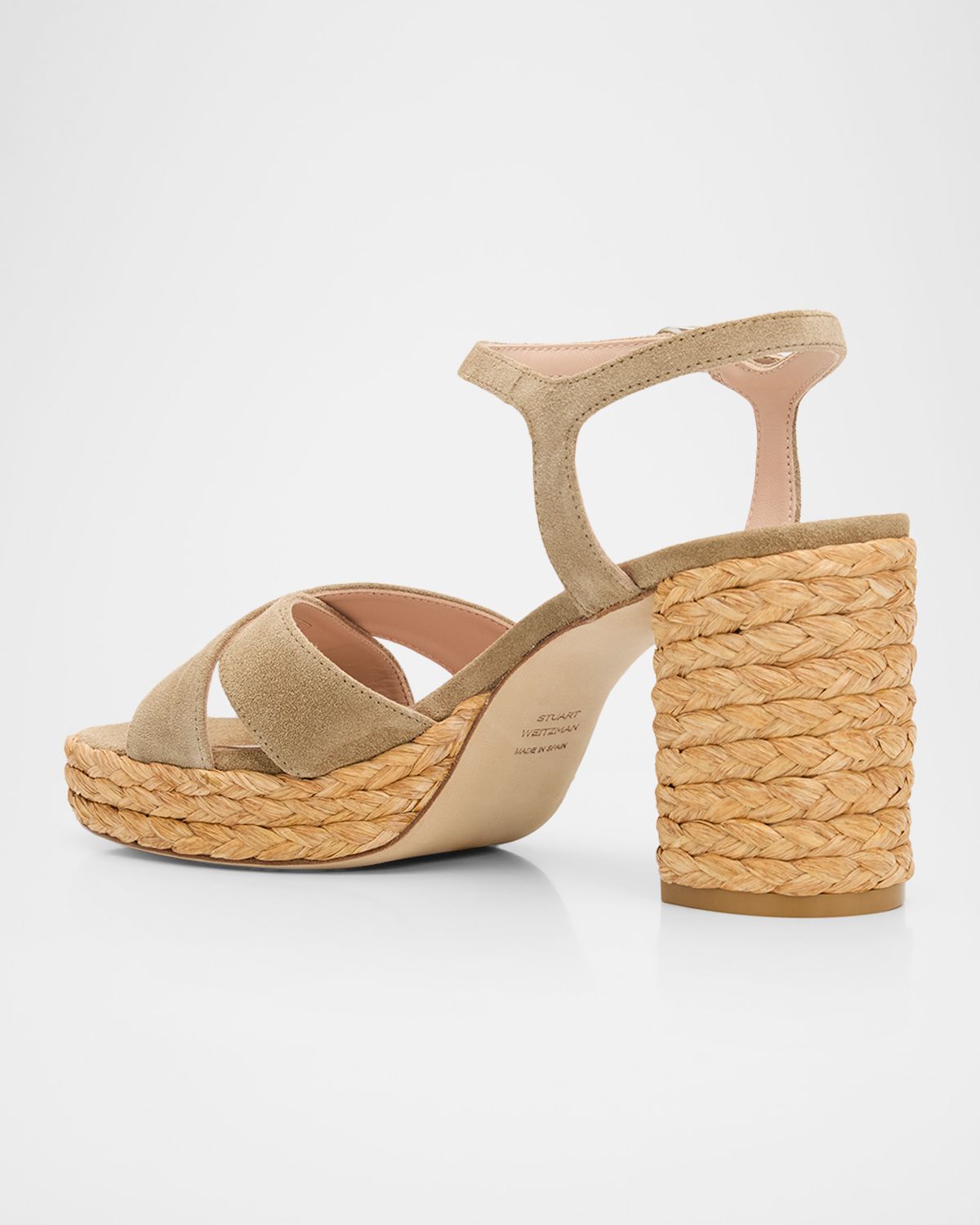 Stuart Weitzman 80mm Dayna Suede Espadrille Platform Sandals