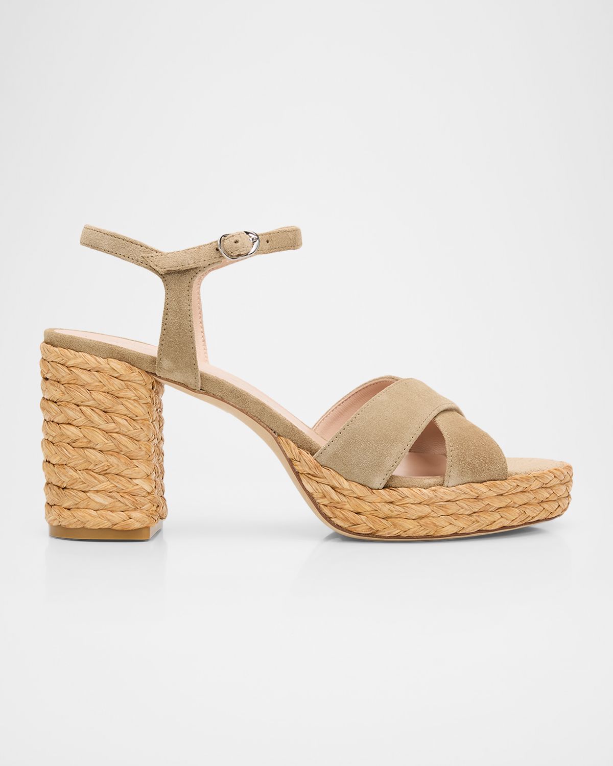 Stuart Weitzman 0mm Dayna Suede Espadrille Platform Sandals