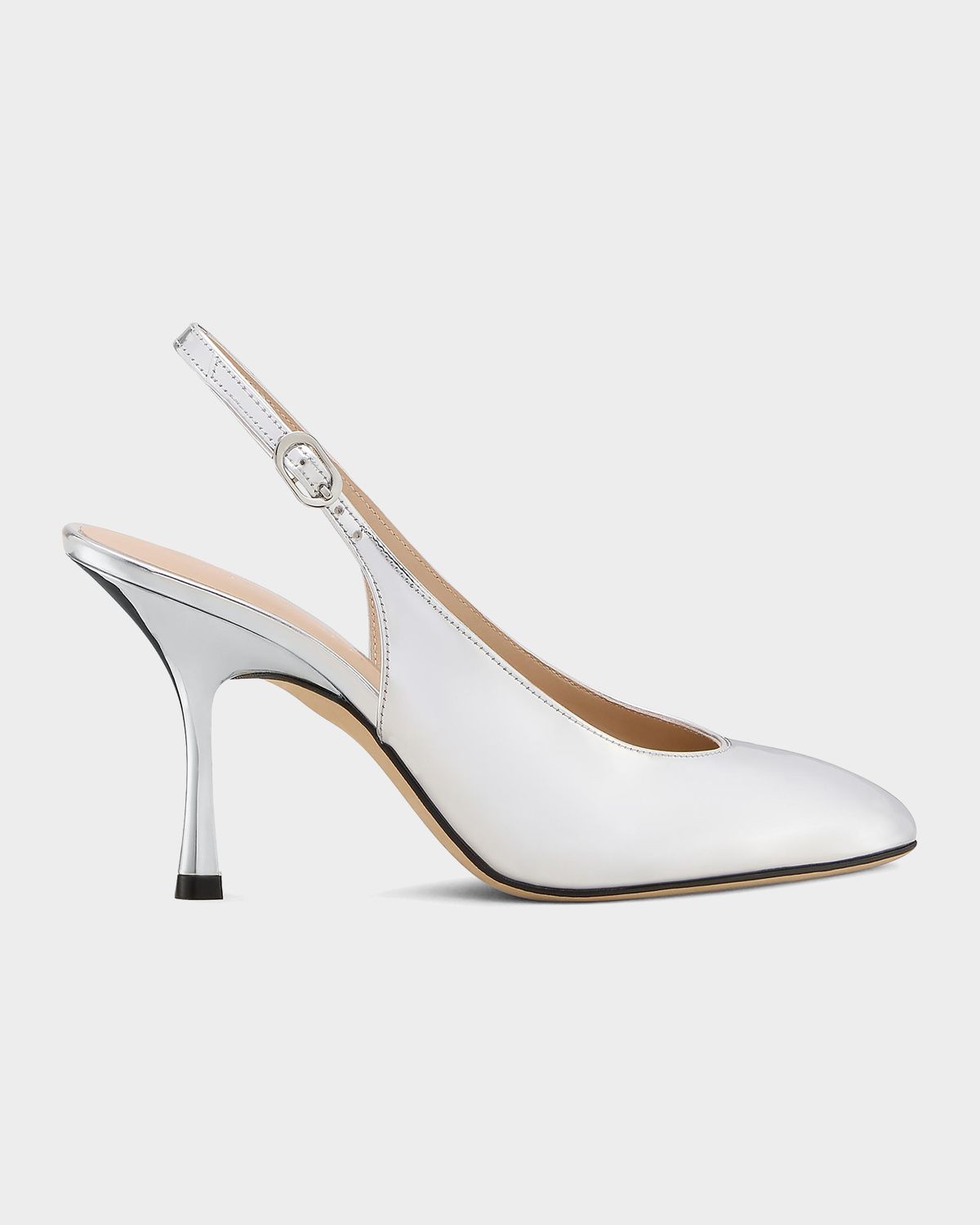 Stuart Weitzman 85mm Madison Metallic Leather Slingback Pumps
