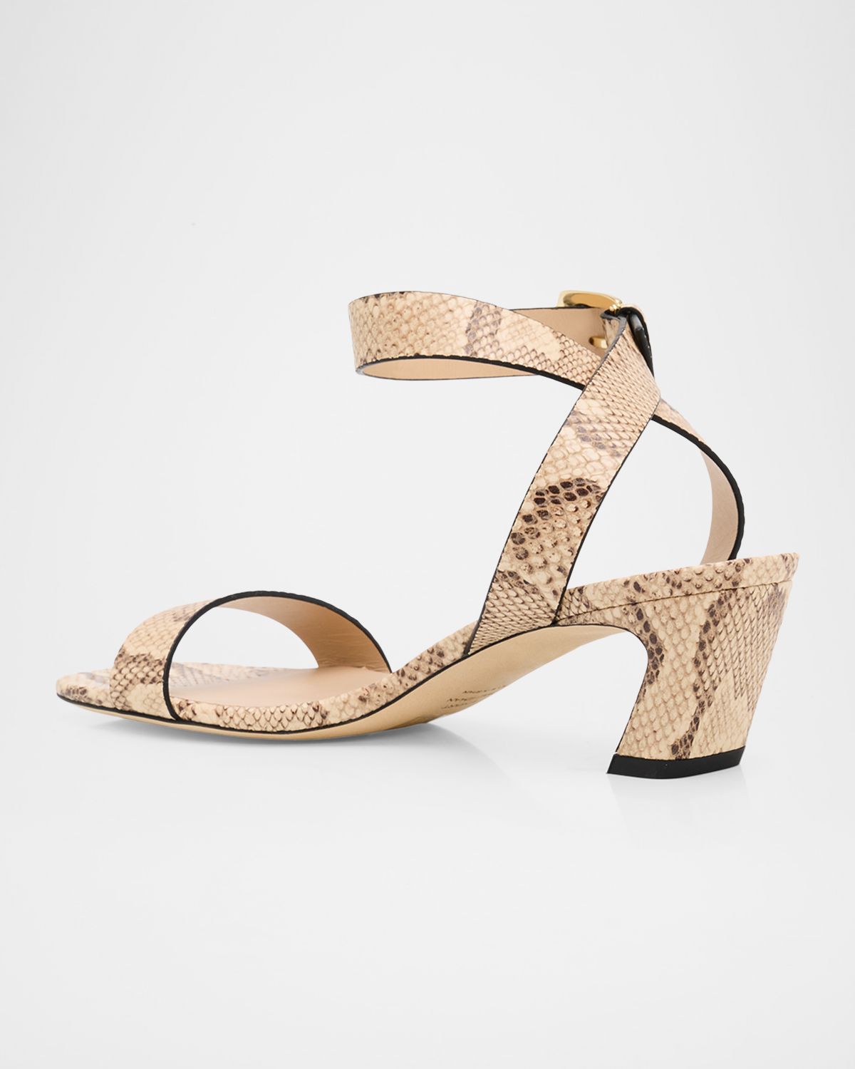 Stuart Weitzman 50mm Sai Snake-Embossed Leather Ankle-Strap Sandals