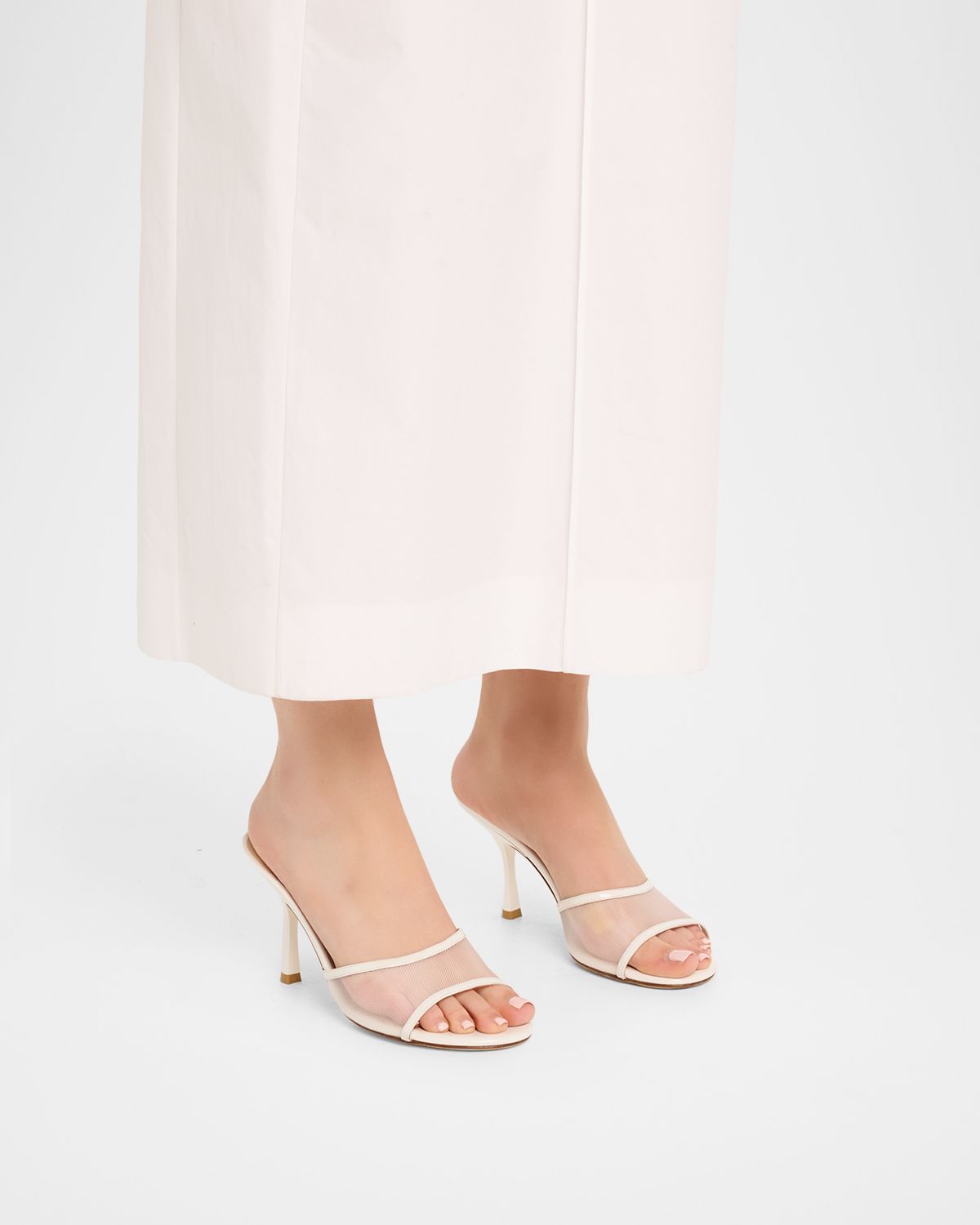 Stuart Weitzman 85mm Bareitall Mesh and Patent Leather Sandals