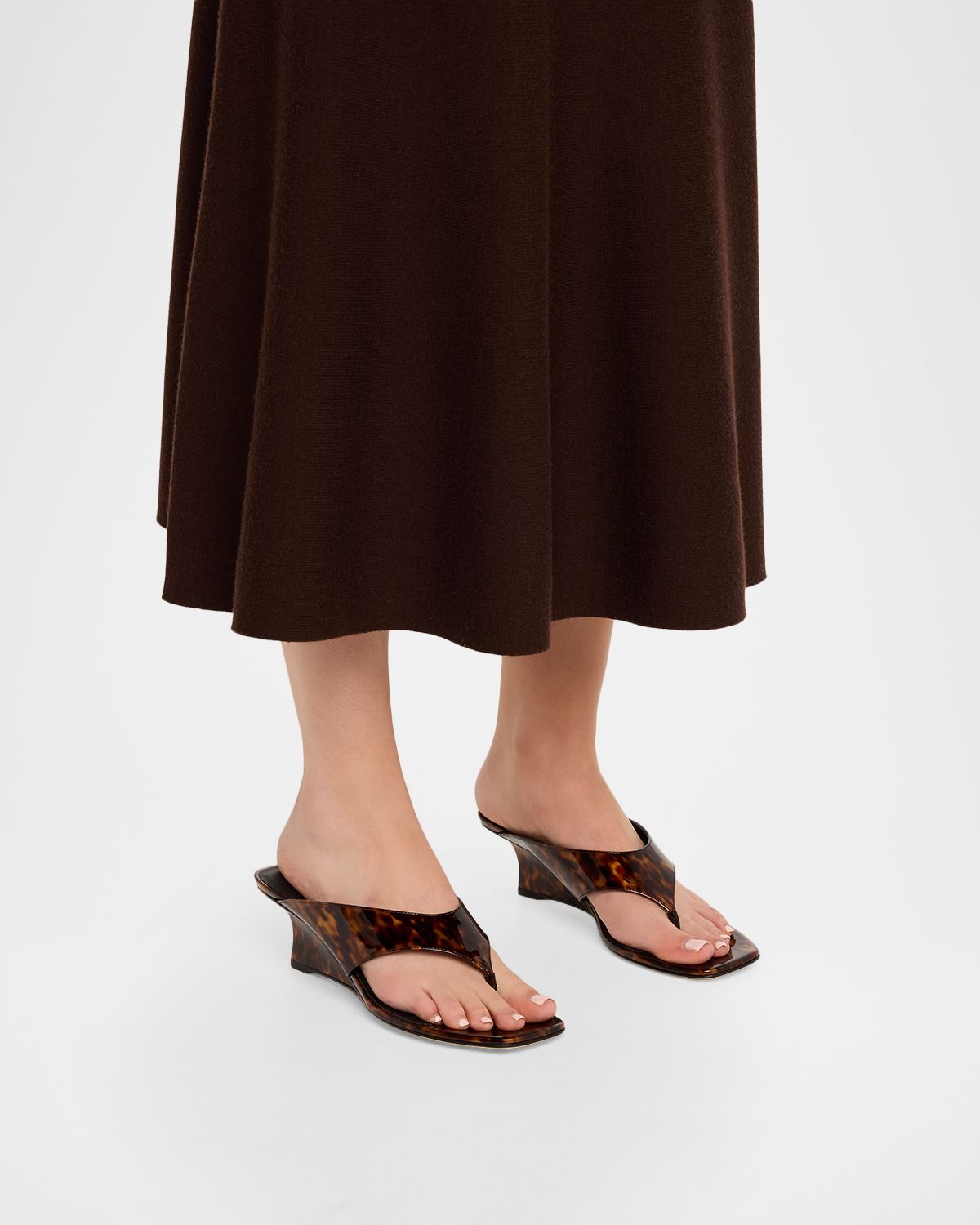 Stuart Weitzman 50mm Vinnie Printed Patent Leather Thong Sandals