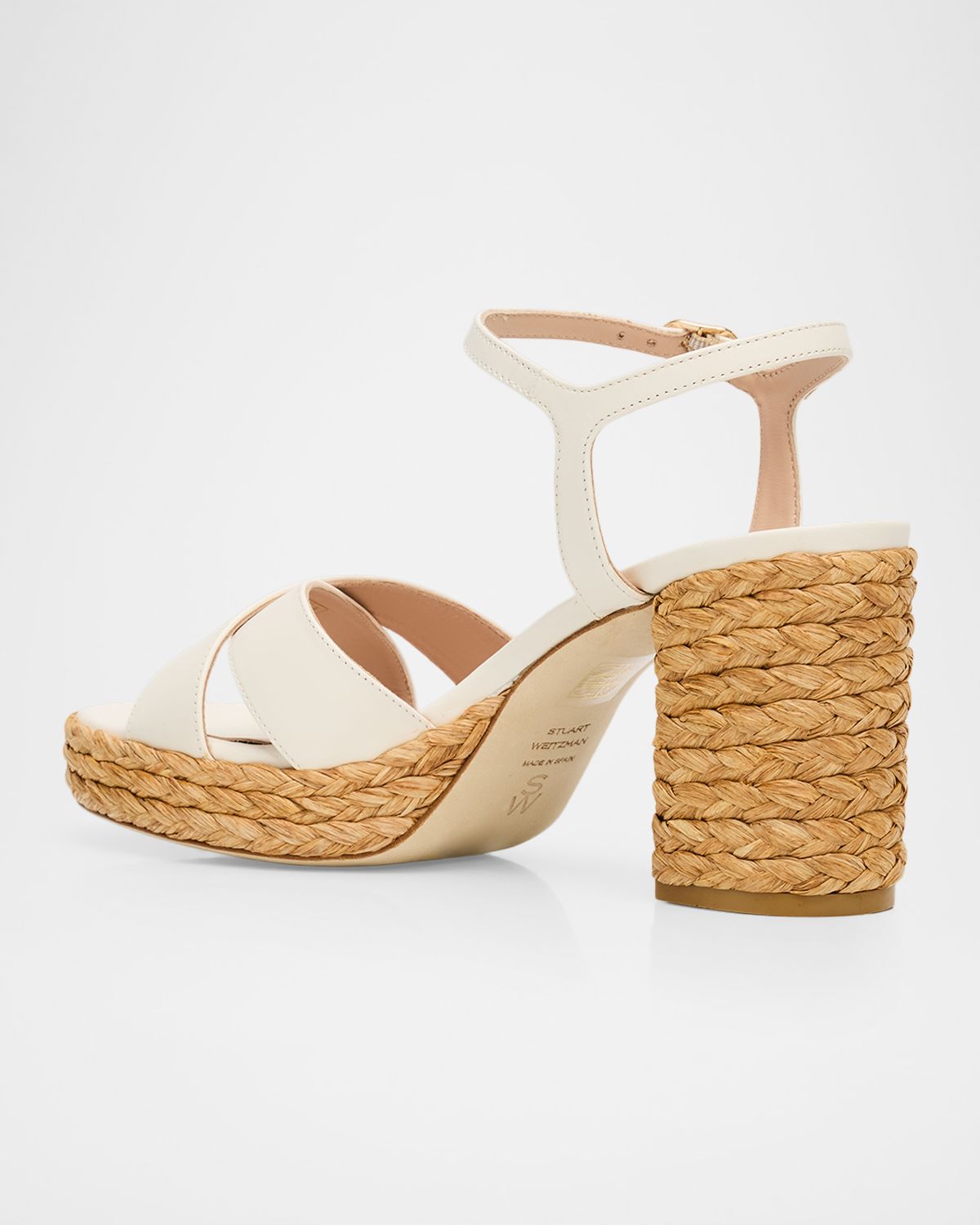 Stuart Weitzman 80mm Dayna Leather Espadrille Platform Sandals