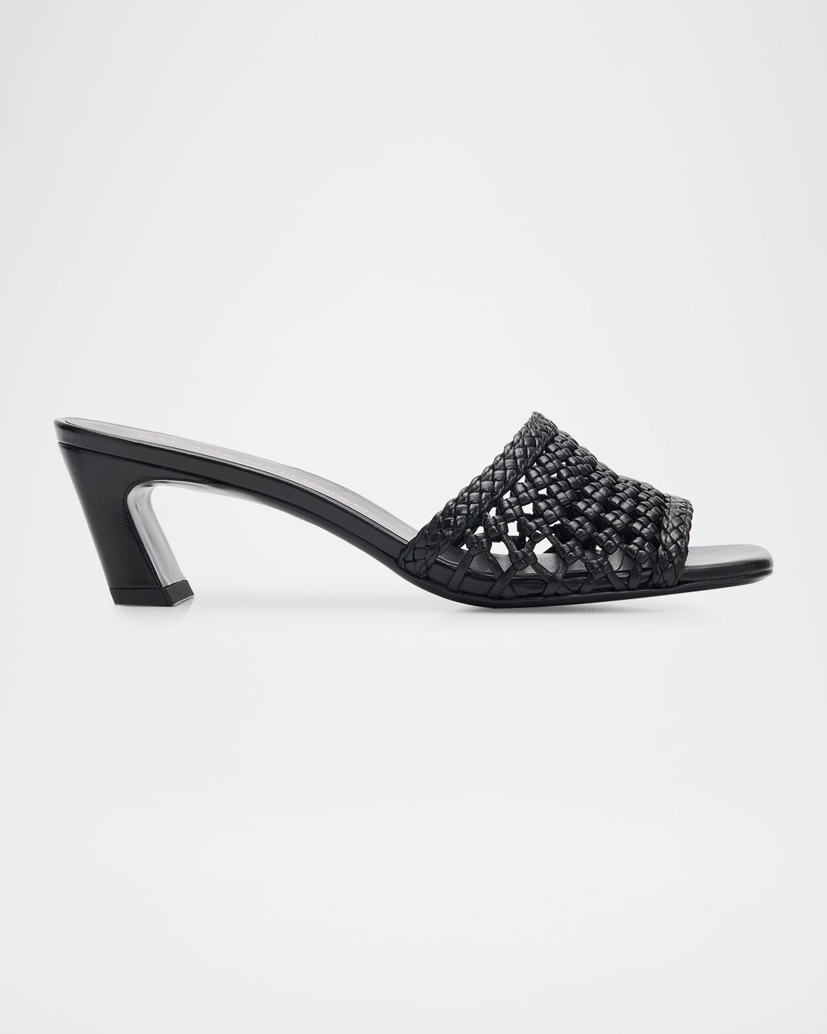 Stuart Weitzman Marina 50mm Leather Angled-Heel Slide Sandals