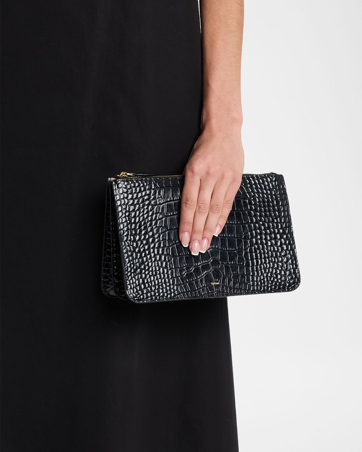 Toteme Croc-Embossed Leather Clutch Bag