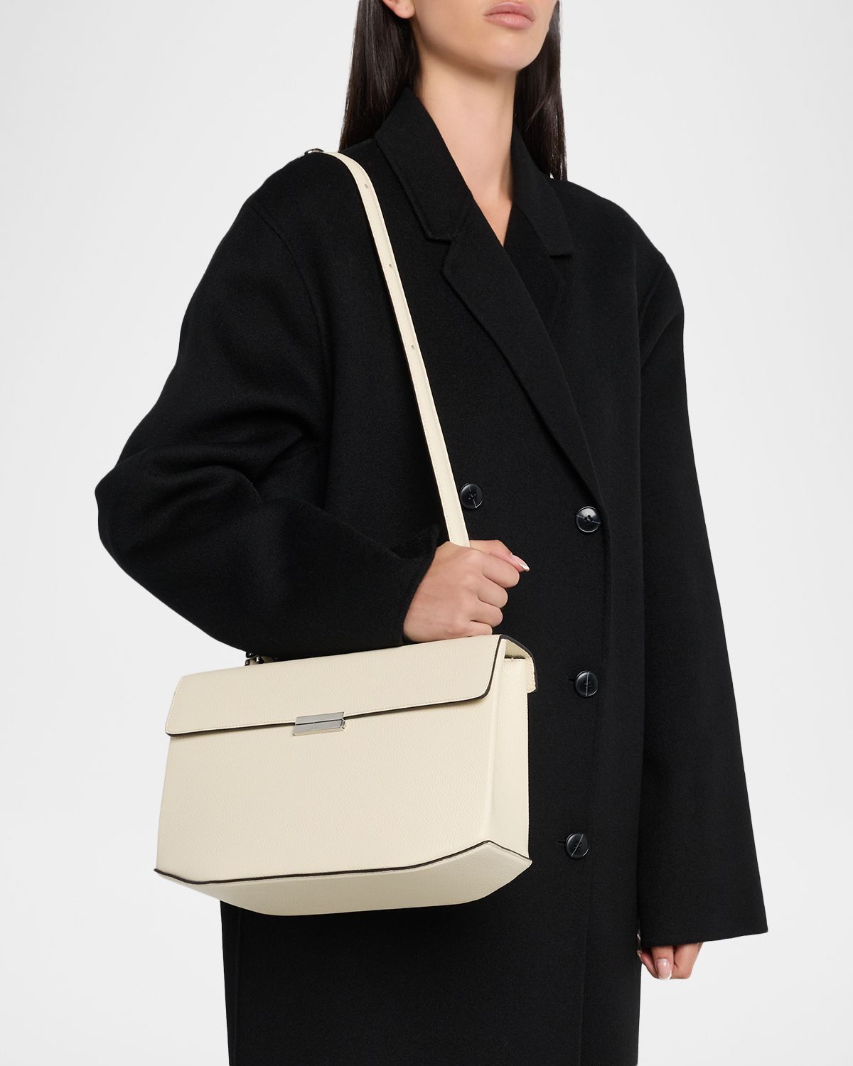 Toteme Geometric Grain Leather Top-Handle Bag