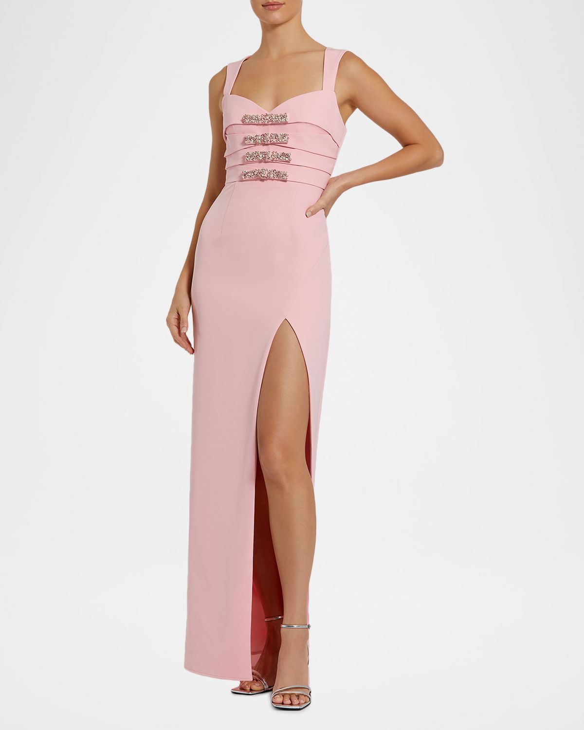 Mac Duggal Bow-Embellished Crepe Column Gown
