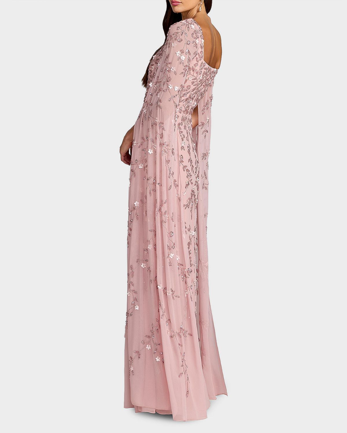 Mac Duggal Embellished Georgette Cape-Sleeve Gown