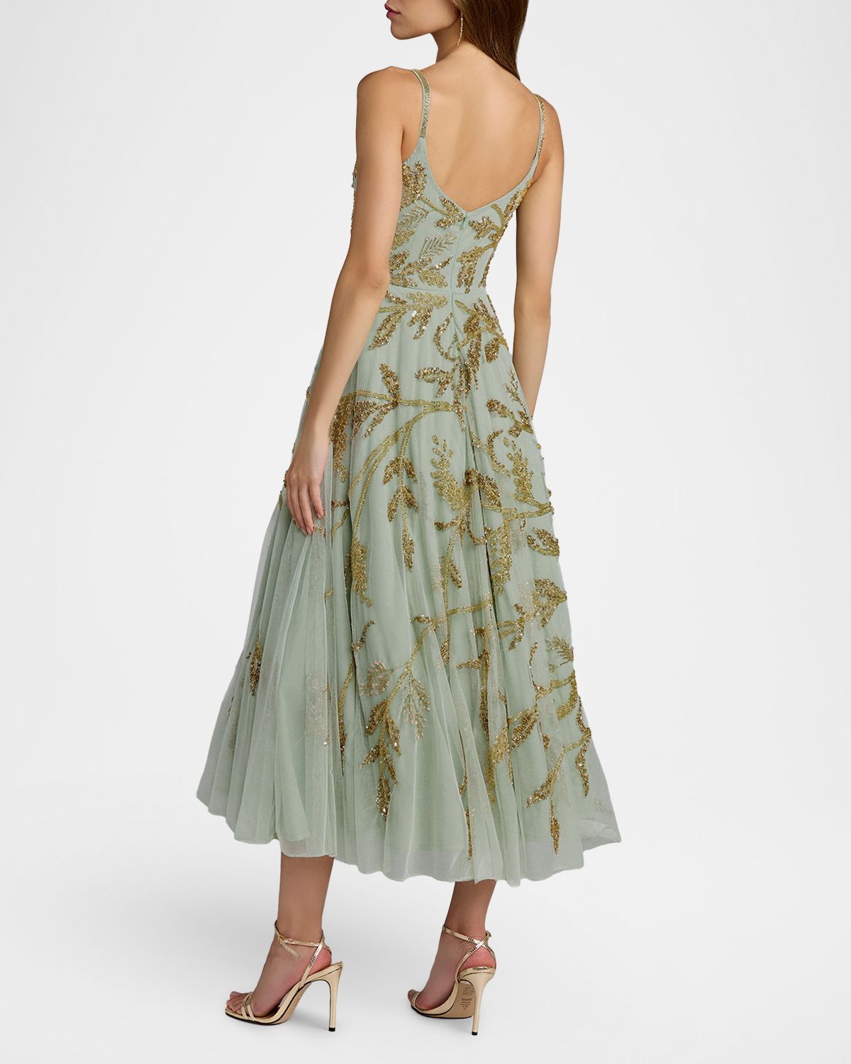 Mac Duggal Embellished Mesh Midi-Dress