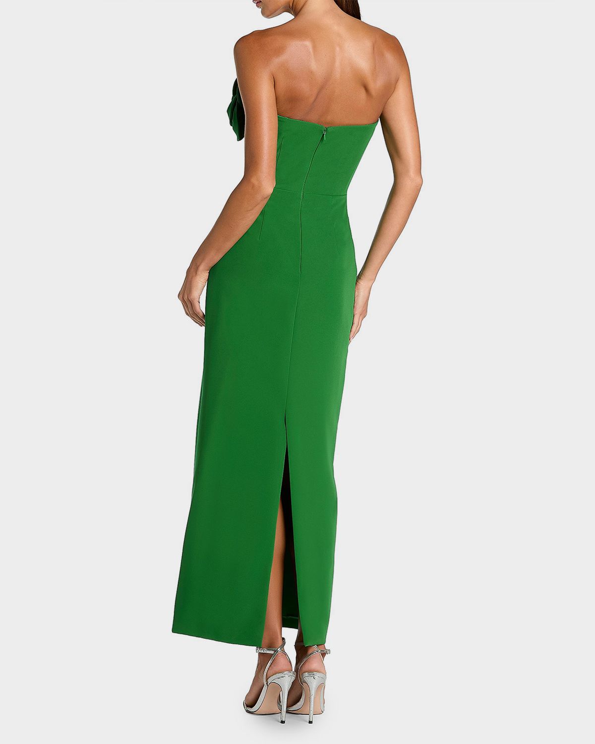 Mac Duggal Floral Embellished Crepe Strapless Maxi Dress