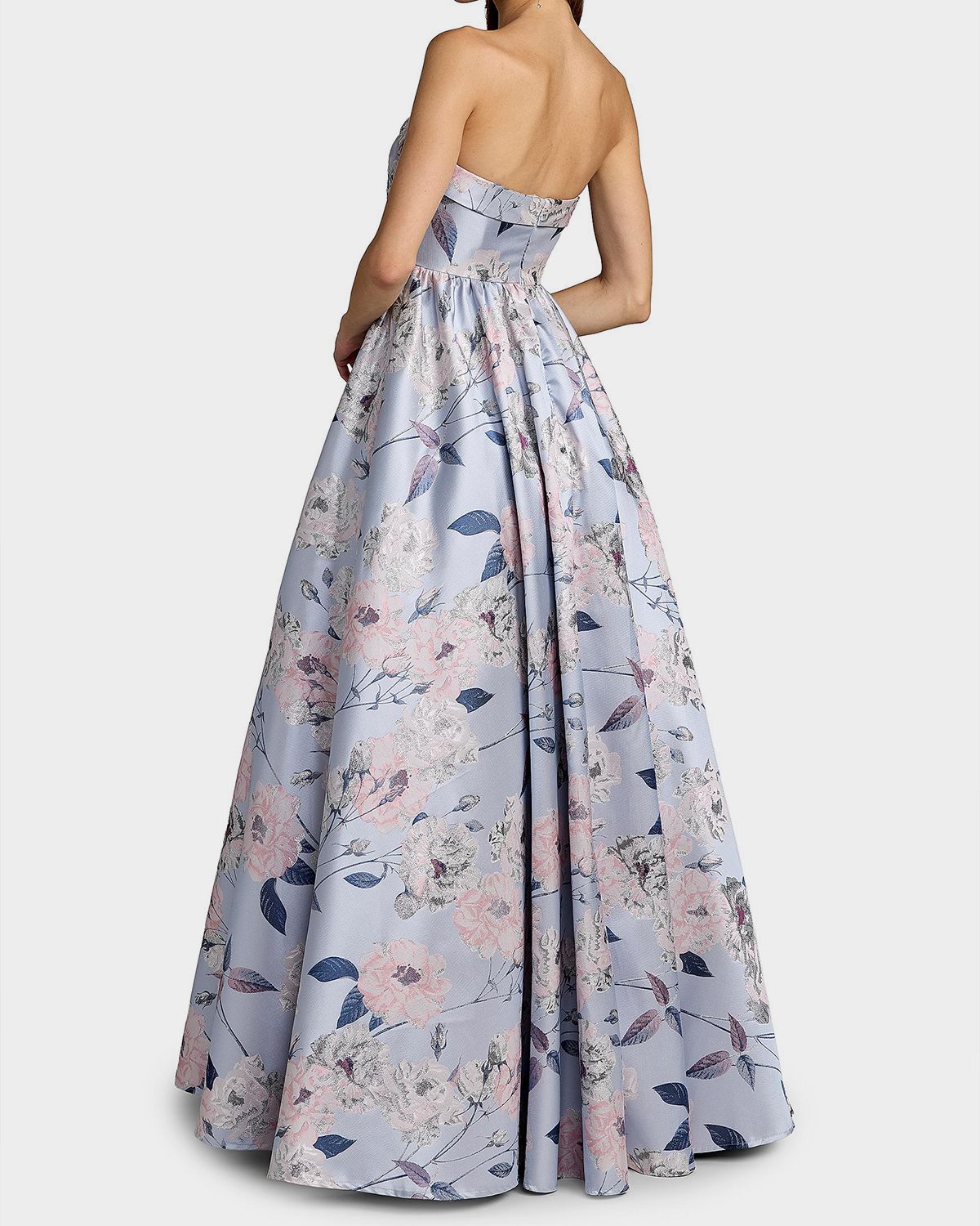 Mac Duggal Floral Brocade Strapless Ball Gown