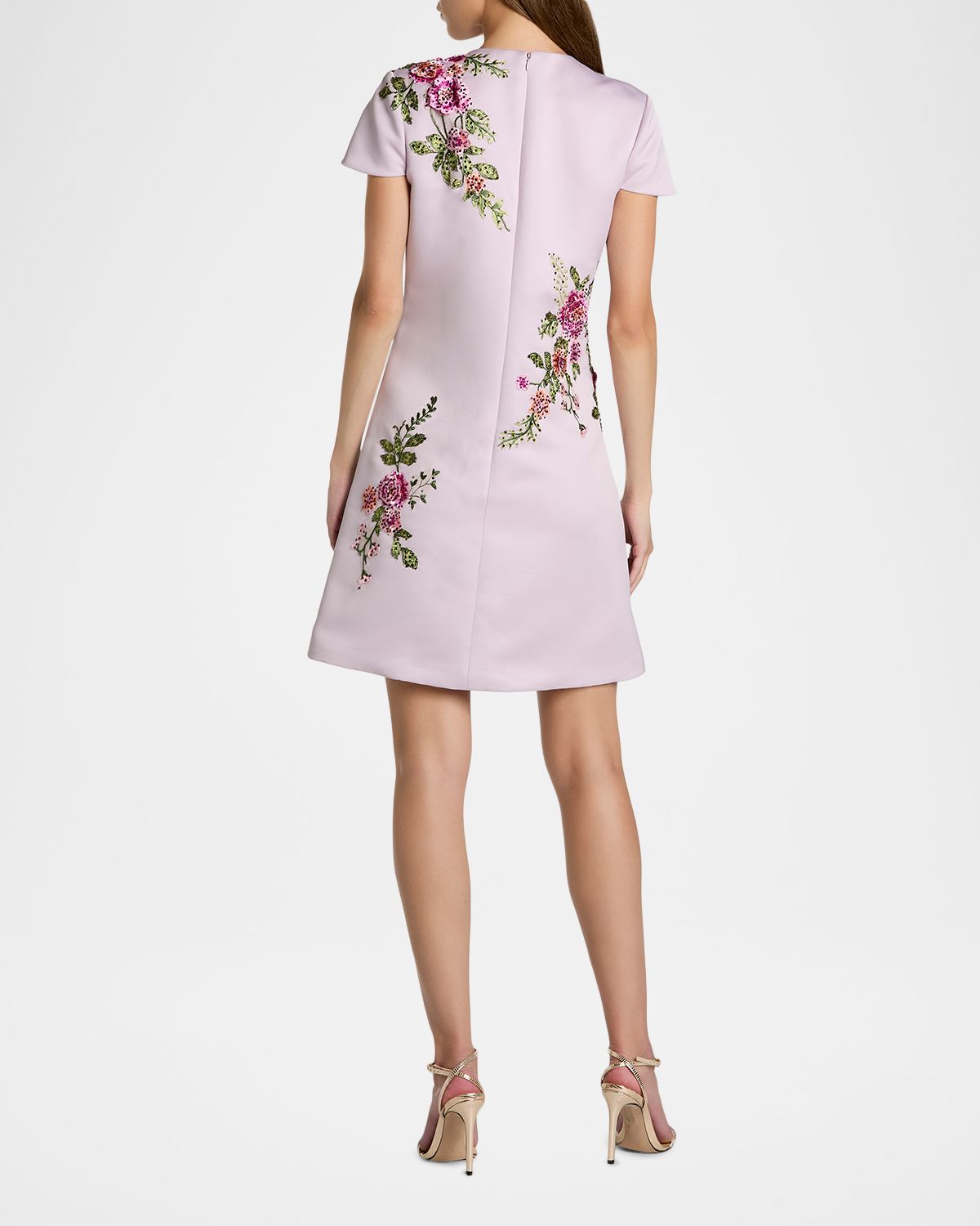 Mac Duggal Embroidered Floral Satin A-Line Minidress