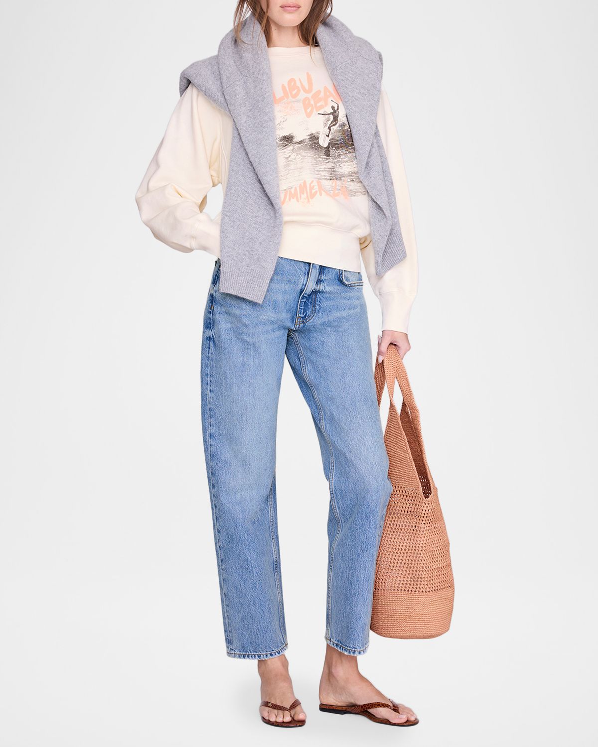 ANINE BING Harry Shrunken Crewneck Sweatshirt | Thumbnail 4