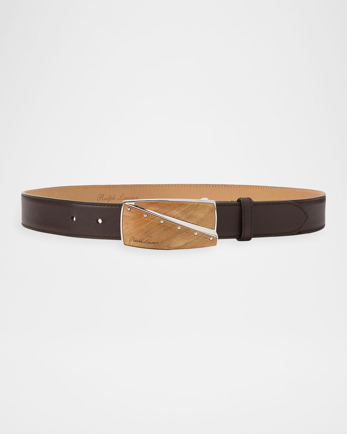 Ralph Lauren Collection Abstract Plaque Buckle Leather Belt