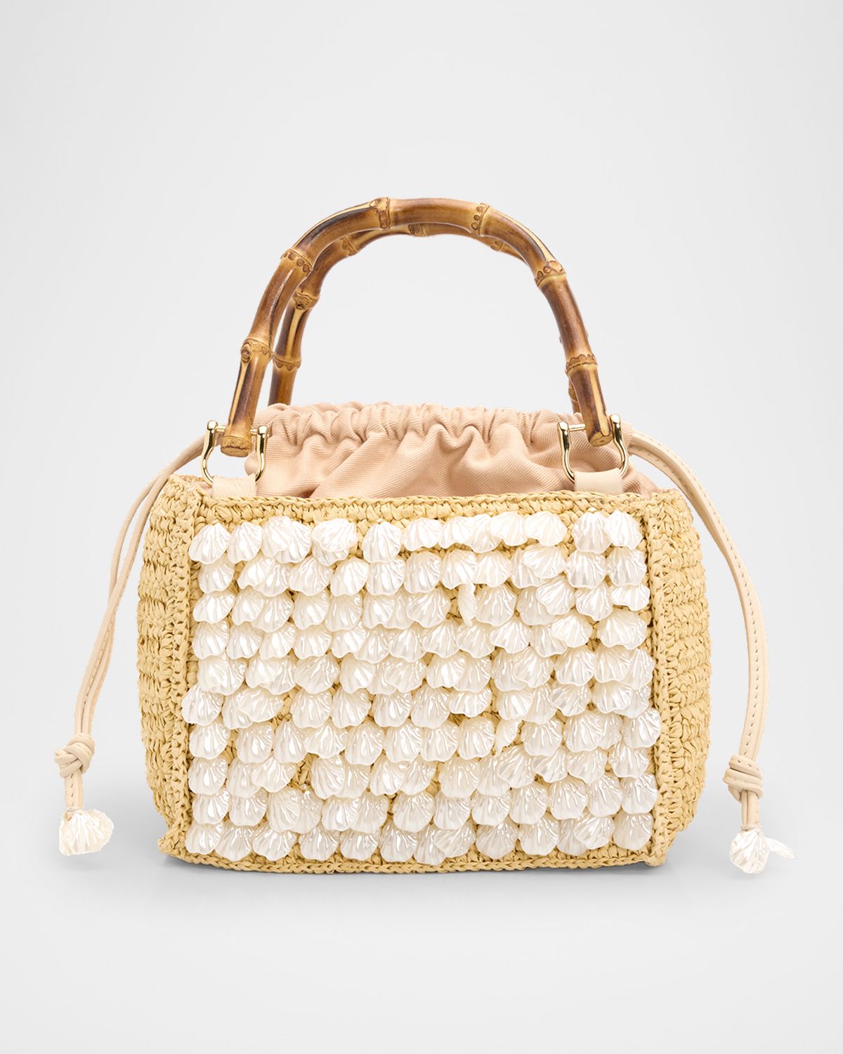 BTB Los Angeles Brielle Mini Embellished Raffia Tote Bag