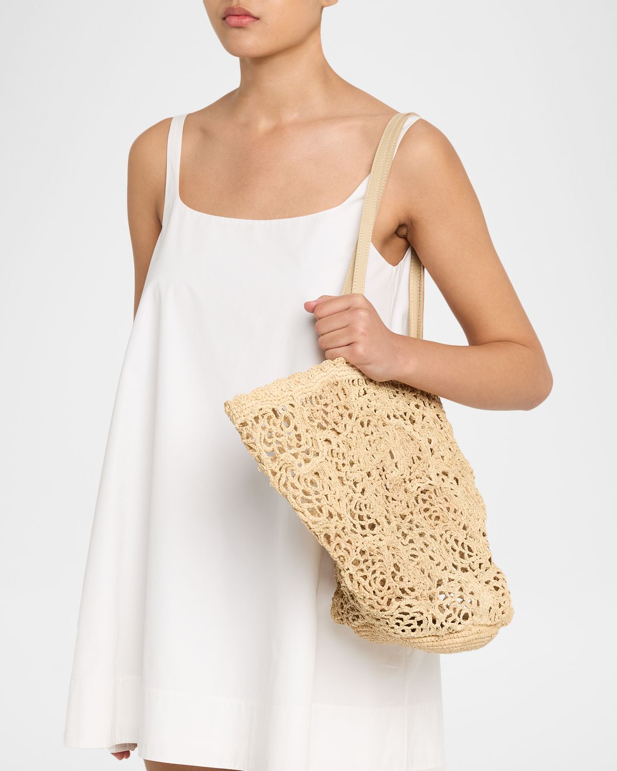 BTB Los Angeles Lacera Woven Raffia Tote Bag