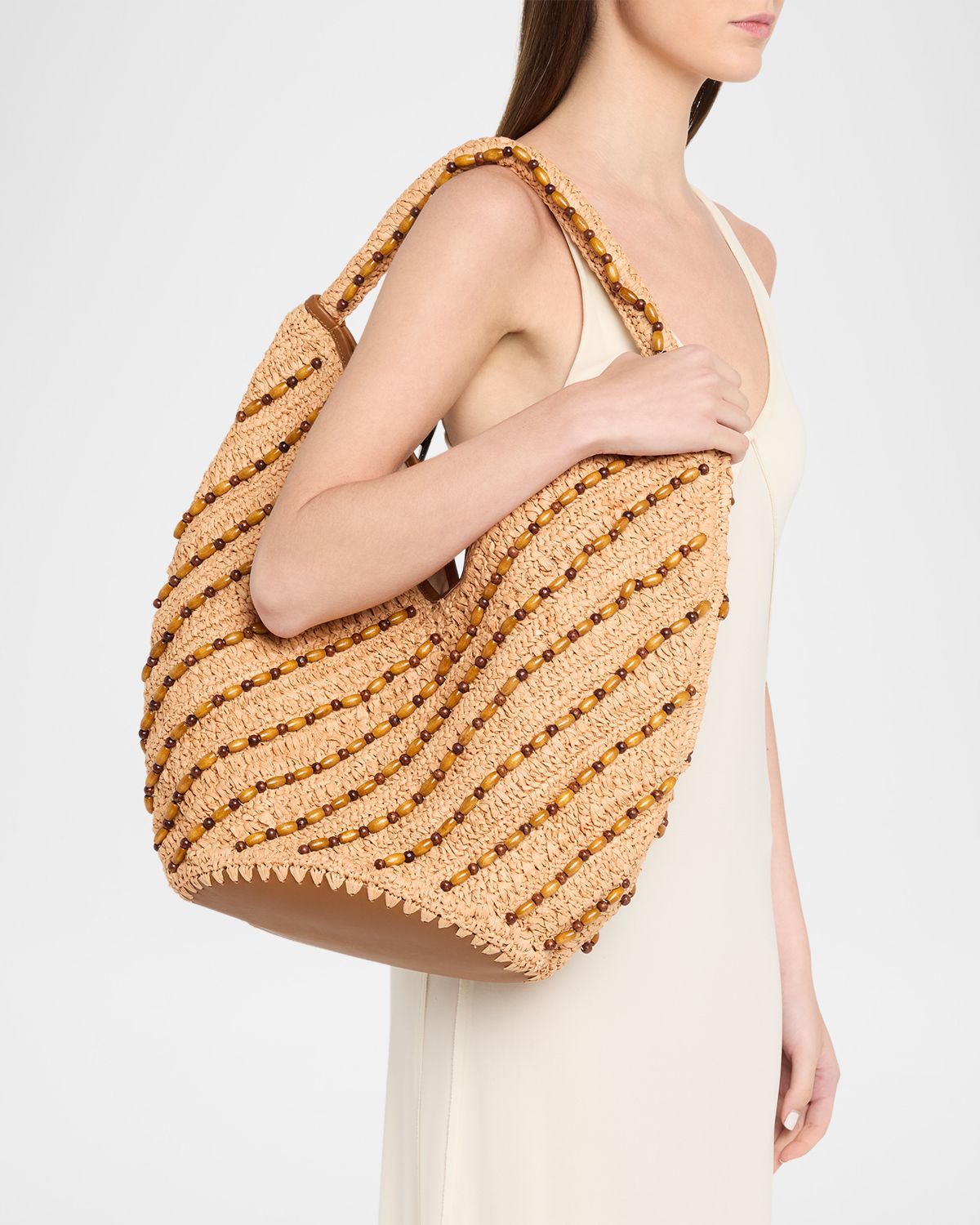 BTB Los Angeles Paisley Beaded Raffia Hobo Bag