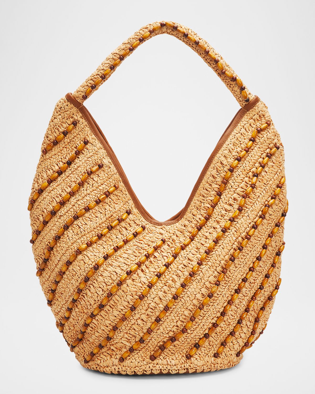 BTB Los Angeles Paisley Beaded Raffia Hobo Bag