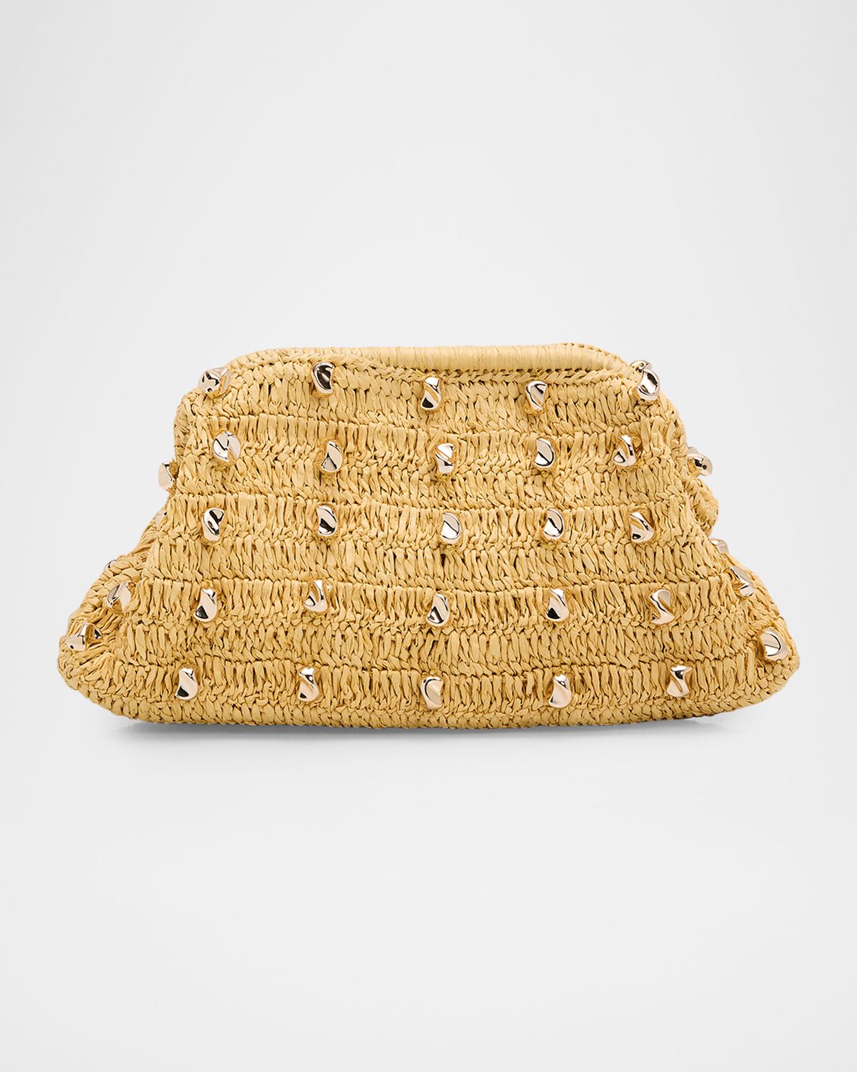BTB Los Angeles Gaila Studded Raffia Clutch Bag
