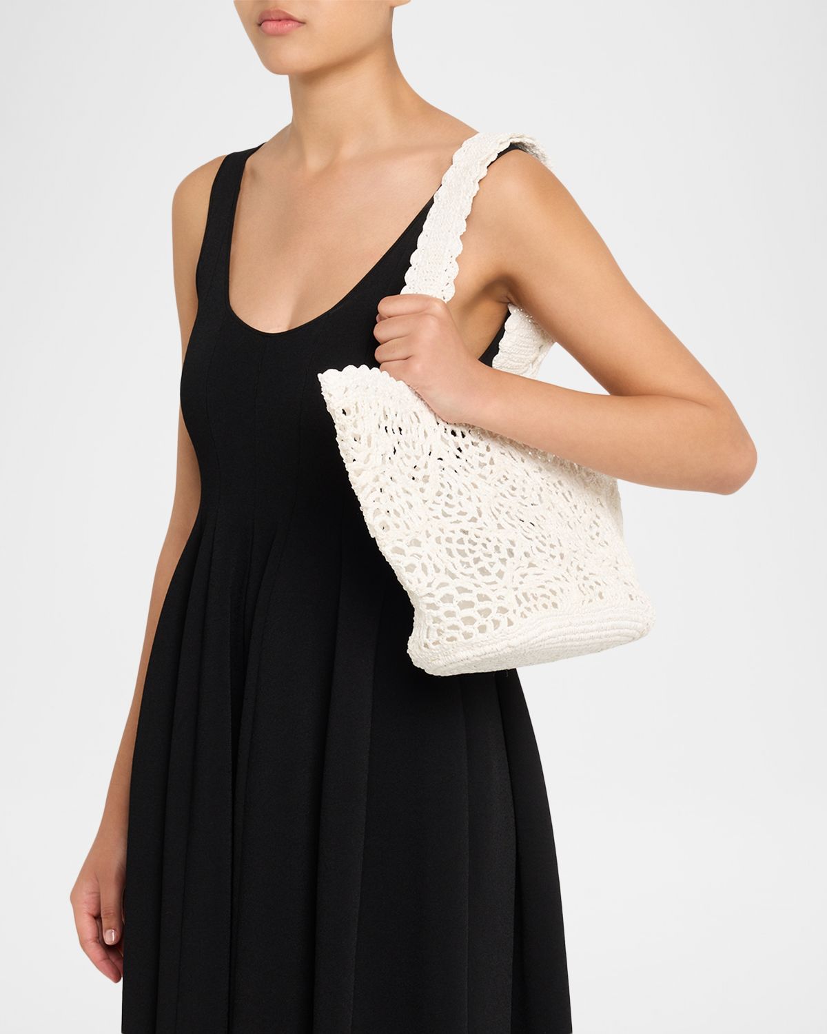 BTB Los Angeles Lacera Woven Raffia Tote Bag