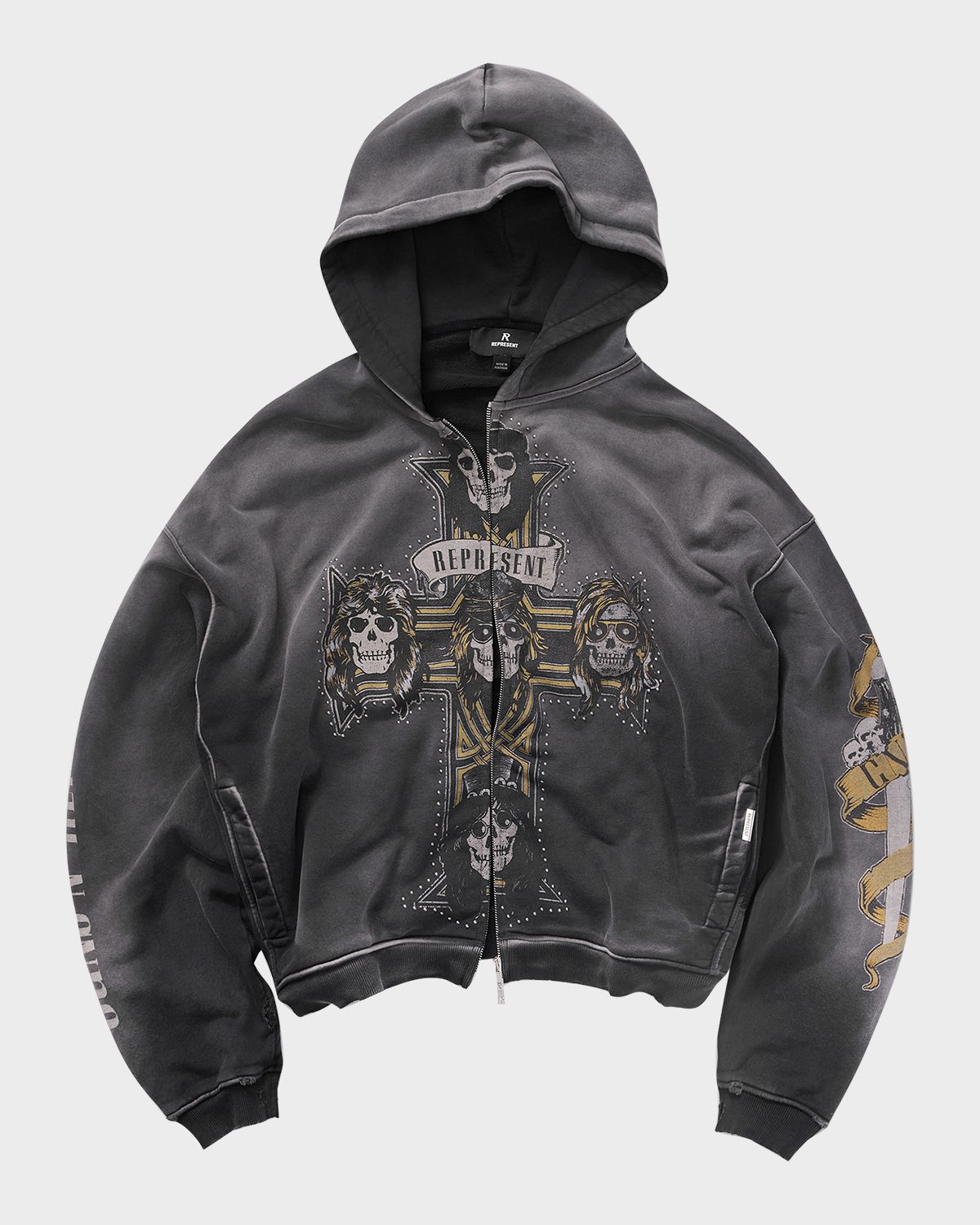 REPRESENT x Guns N' Roses Men 's Cross Zip Through Hoodie