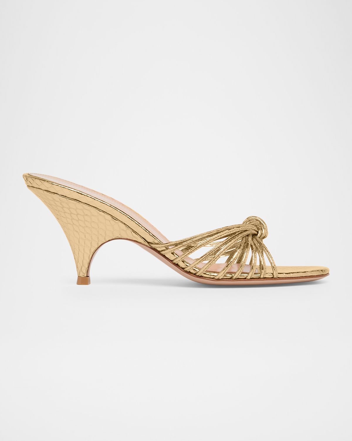 Gianvito Rossi 70MM Metallic Leather Kitten-Heel Sandals