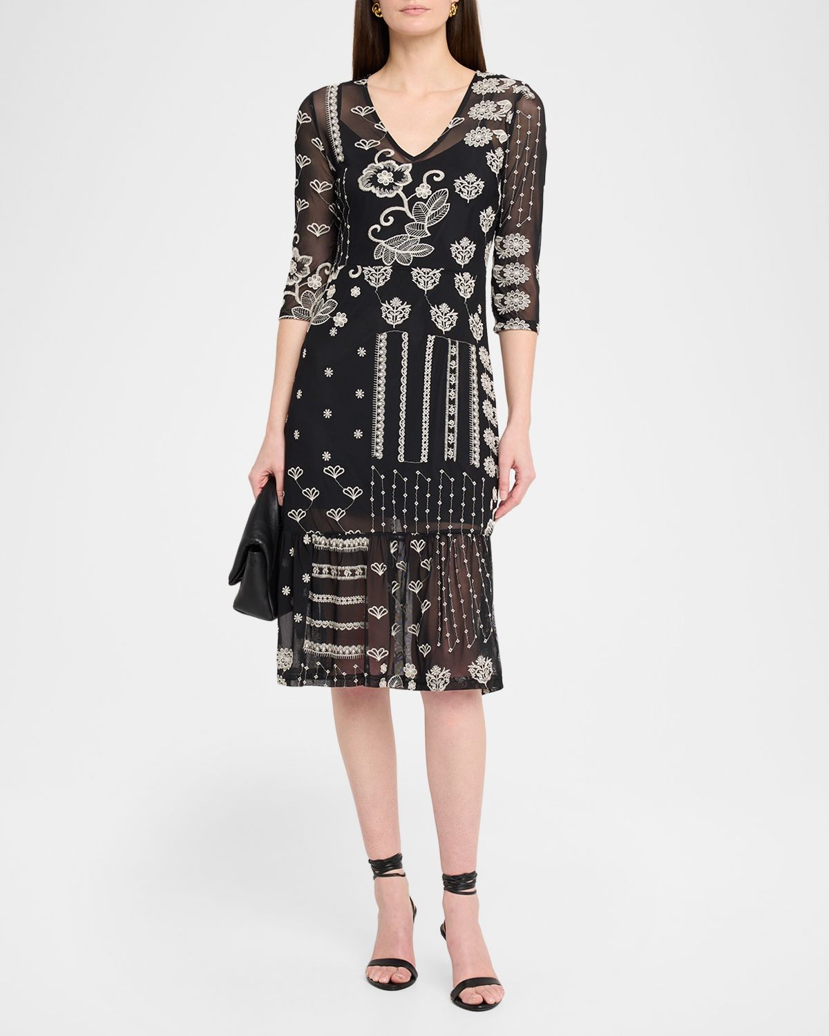 Johnny Was Wynona Patchwork Embroidered Midi Dress
