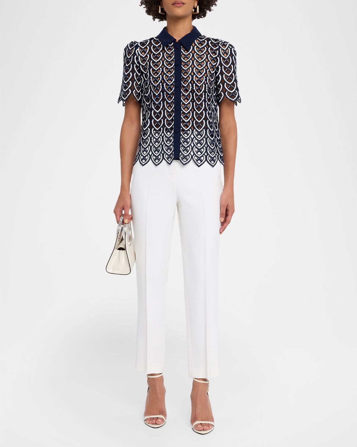 Milly Addison Collared Lace Top