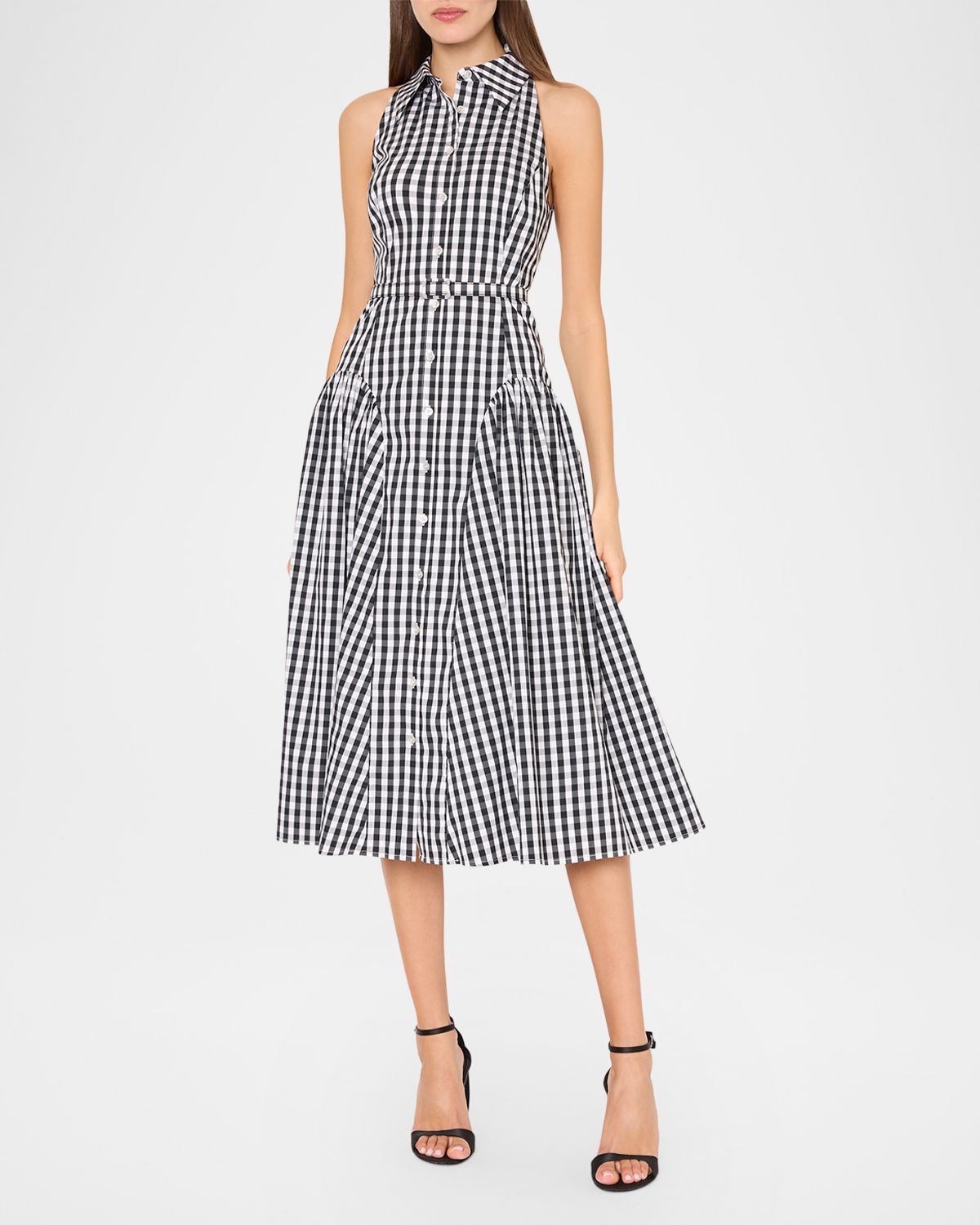 Milly Maxine Gingham-Print Halter Midi Dress