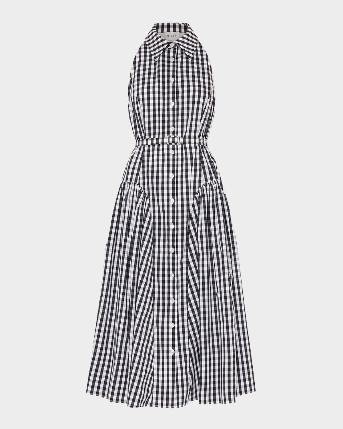 Milly Maxine Gingham-Print Halter Midi Dress