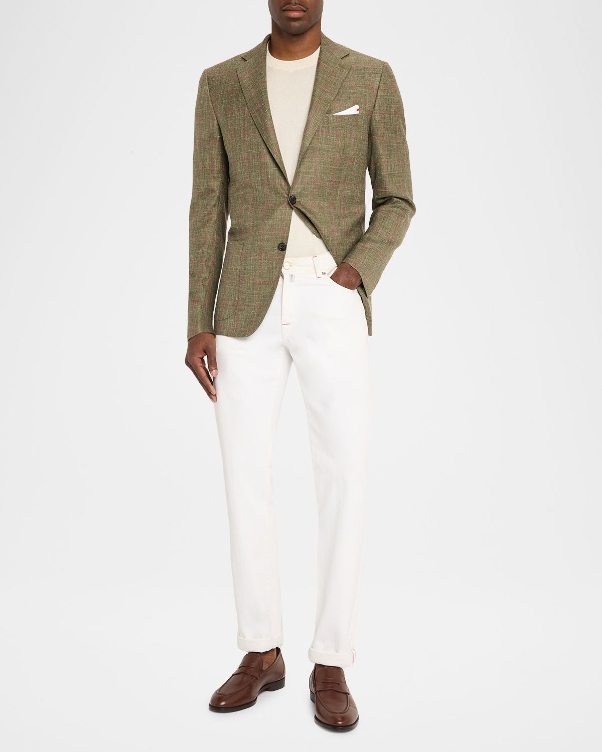 Kiton Men 's Cashmere Windowpane Single-Breasted Sport Coat