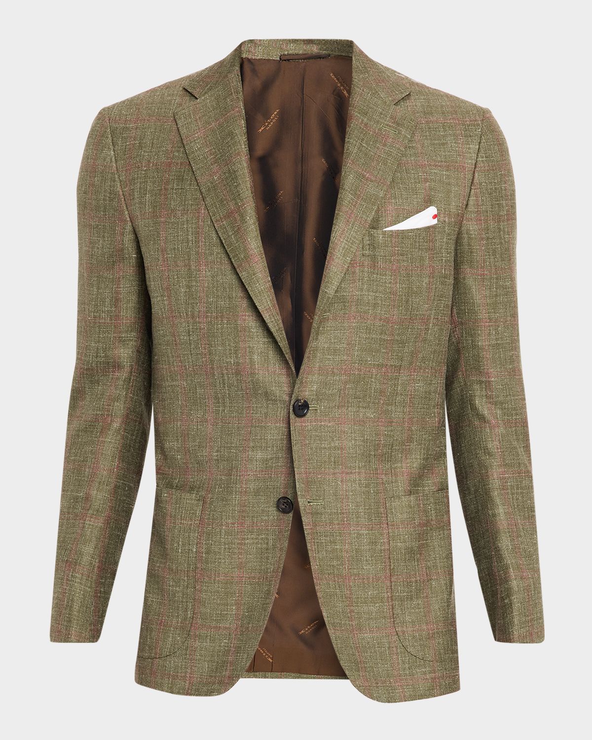 Kiton Men 's Cashmere Windowpane Single-Breasted Sport Coat